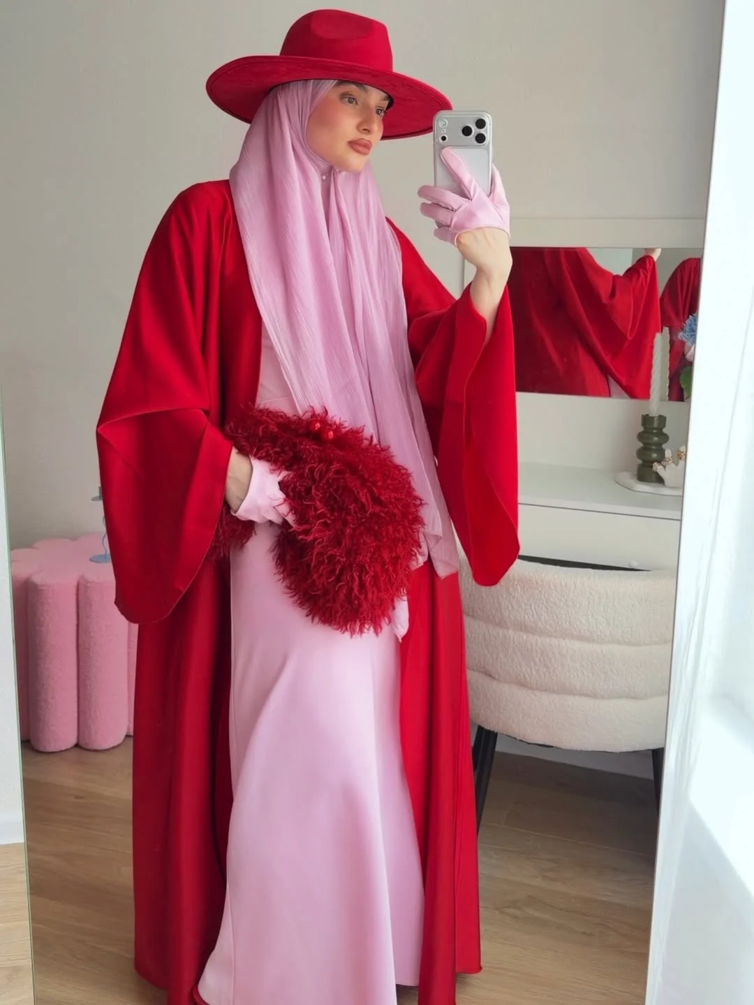 early fall outfits 2026 Bold Red And Blush Pink Statement Dressing