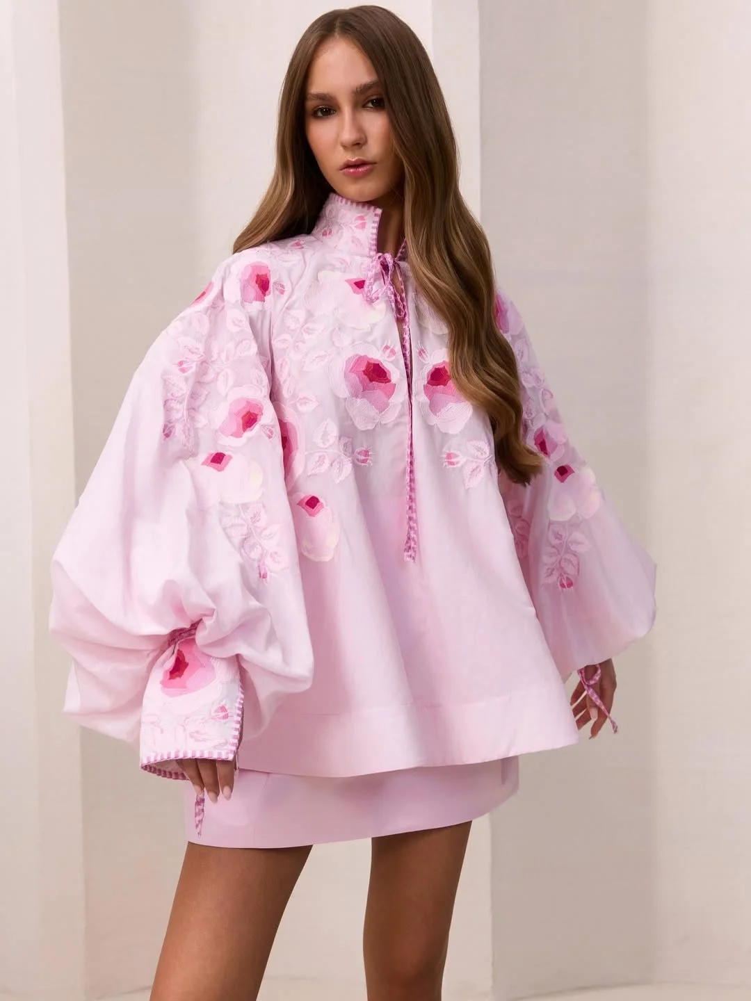 early fall outfits ideas 2026 Soft Pink Embroidery With Fashion Week Energy