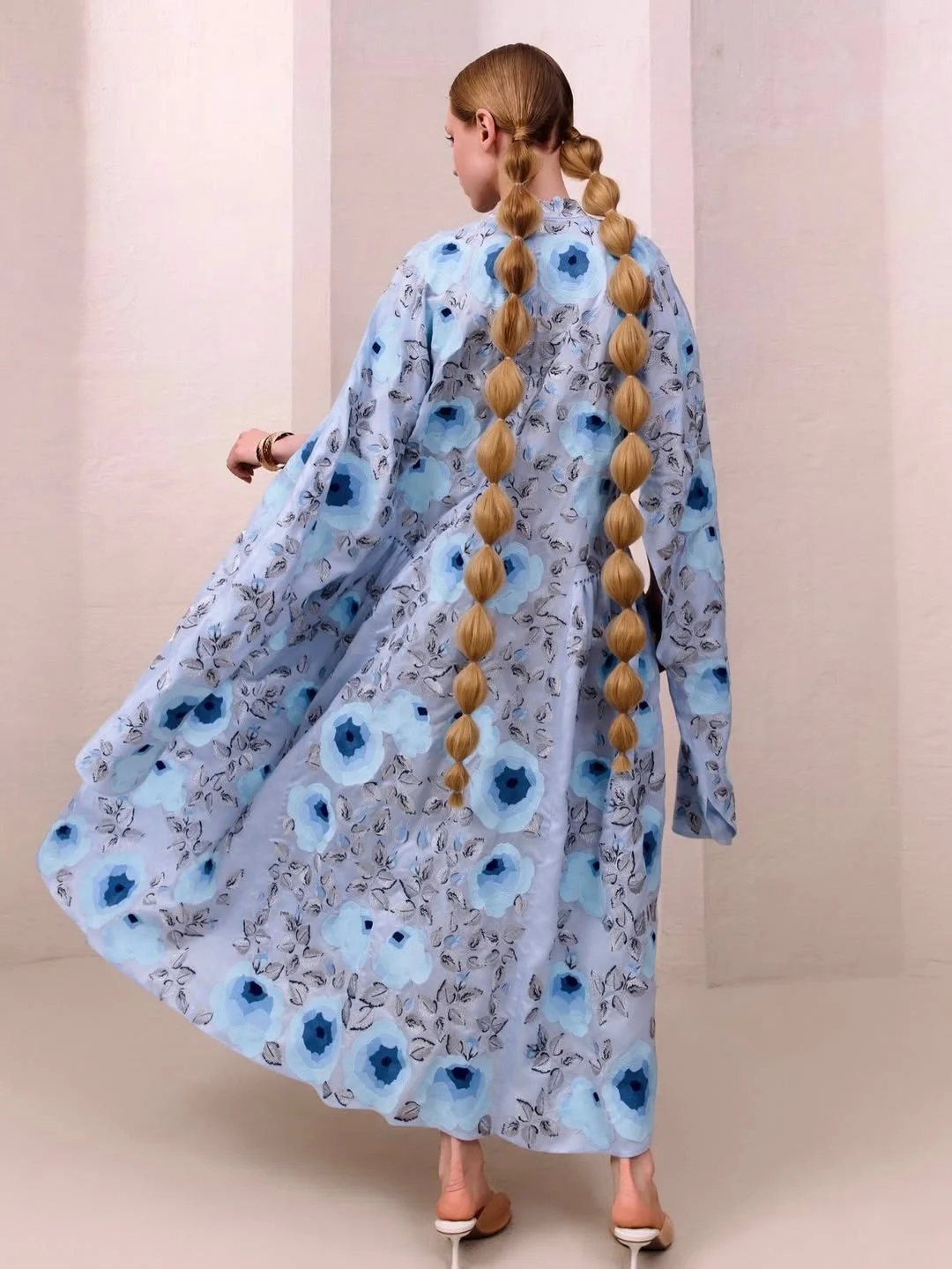 early fall outfits ideas 2026 Blue Floral Dress With European Charm