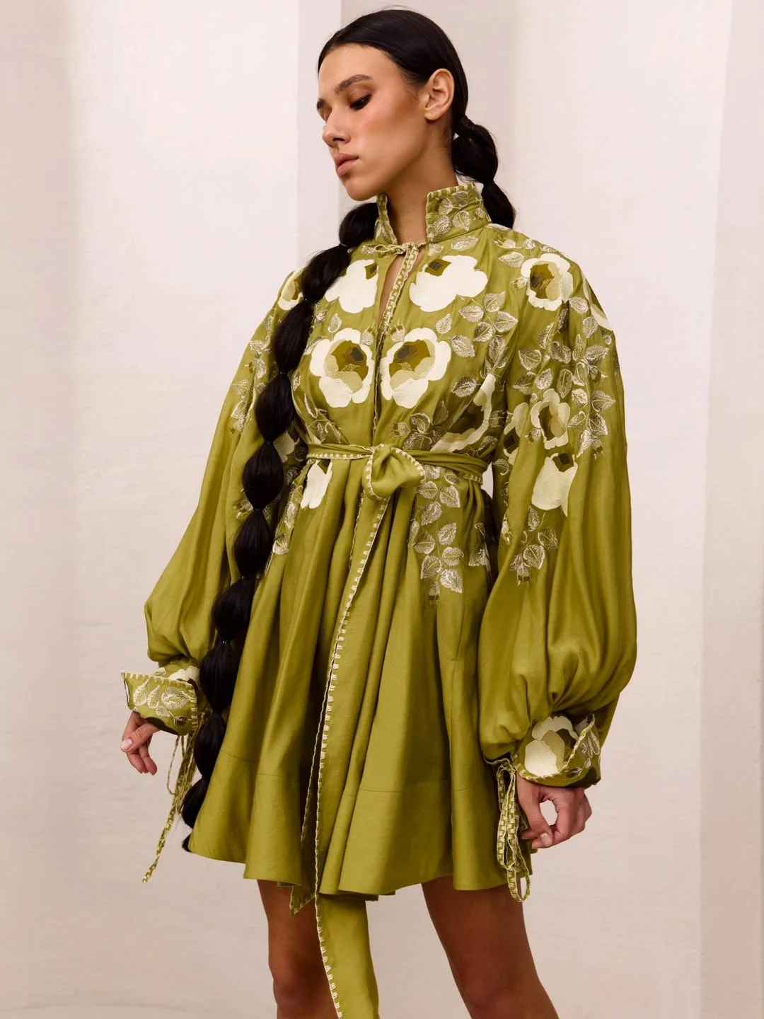 early fall outfits ideas 2026 Olive Green Dress for Early Fall Sophistication