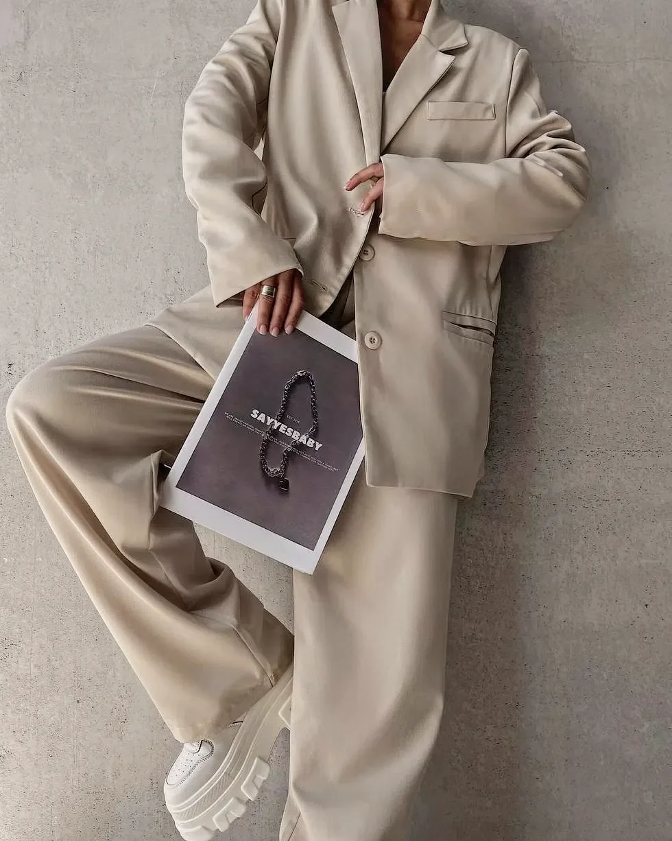 elegant fall office outfits 2026 Monochrome Cream Tailoring That Feels Effortlessly Luxurious