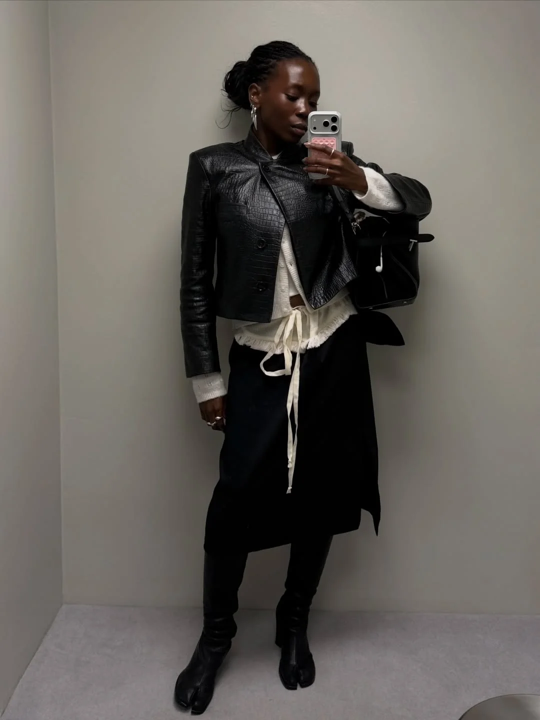 fall 2026 outfits for black women Textured Leather and Soft Layers