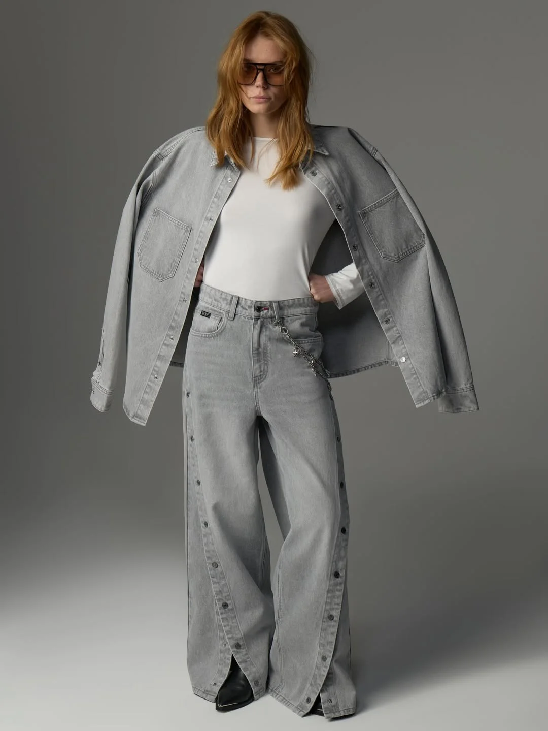 fall all denim outfits for women 2026 Modern Grey Denim with Relaxed Tailoring