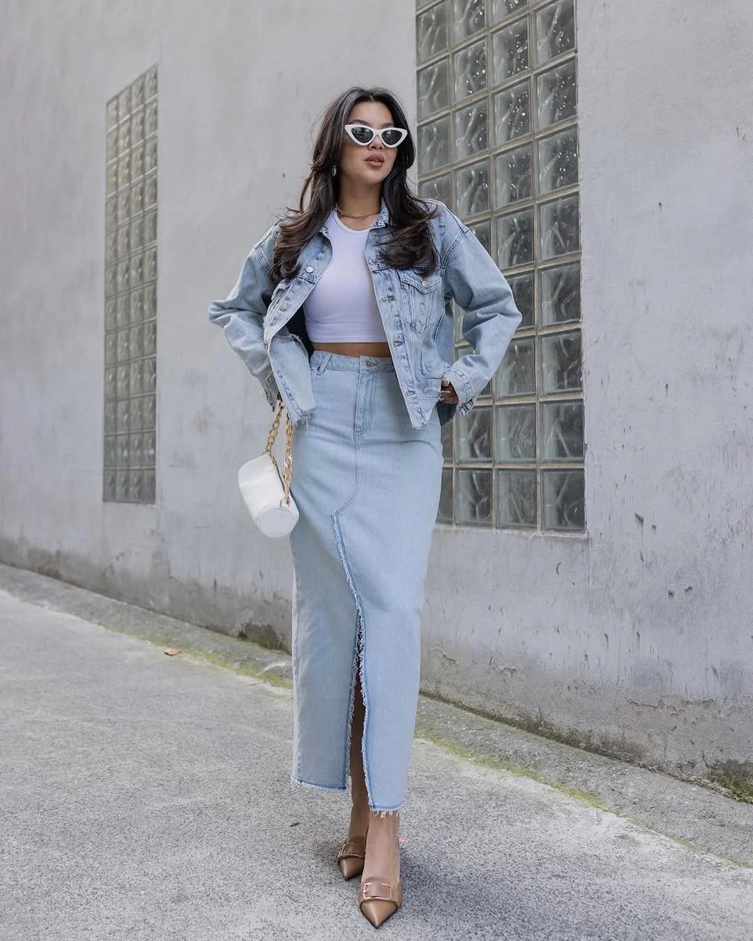fall all denim outfits for women 2026 Denim Skirt Styling with Feminine Fall Layers