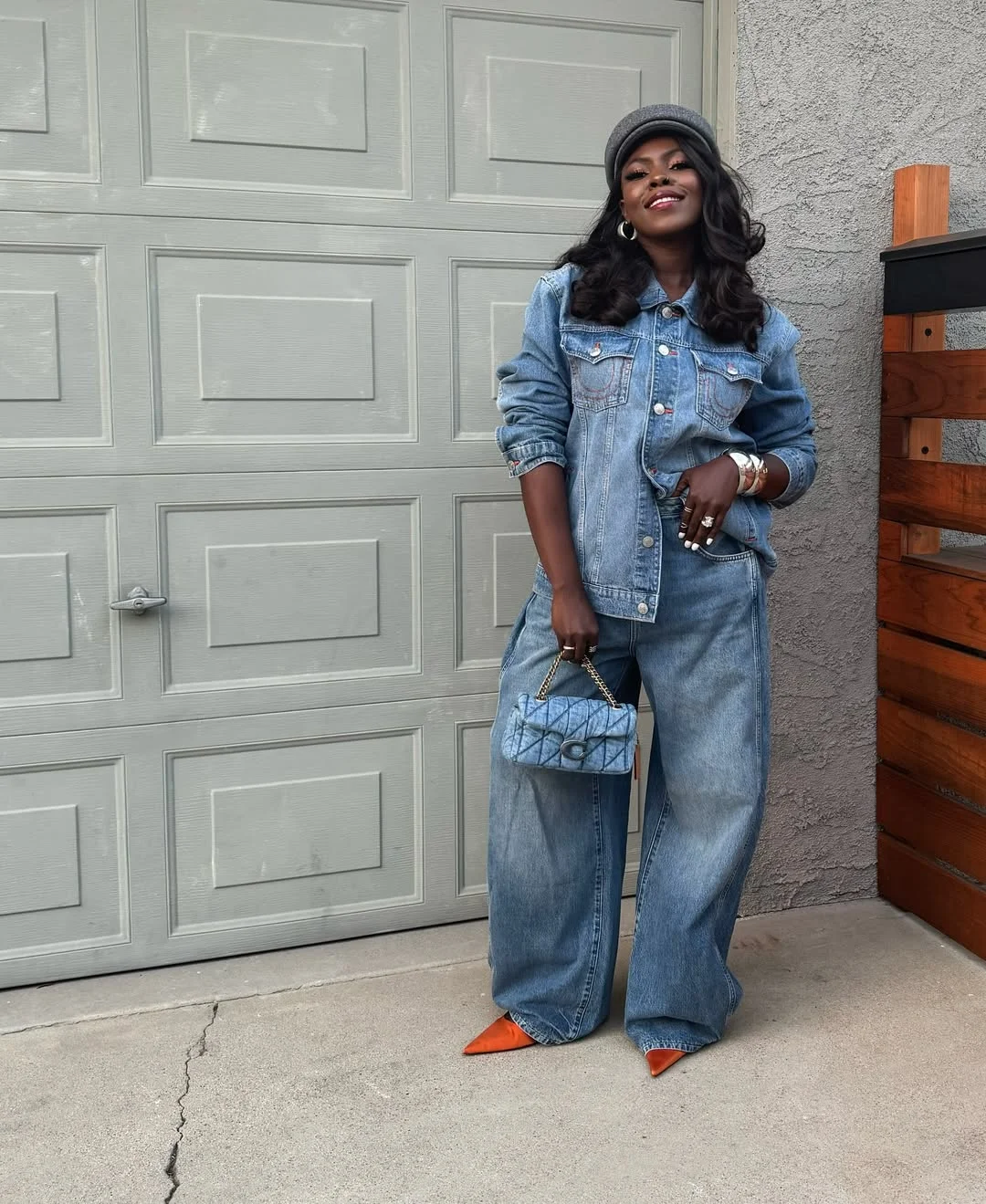 fall all denim outfits for women 2026 Statement Denim with a Pop of Color