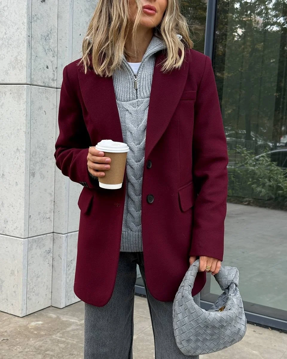 fall fashion aesthetic 2026 Burgundy Tailoring Meets Cozy Knitwear