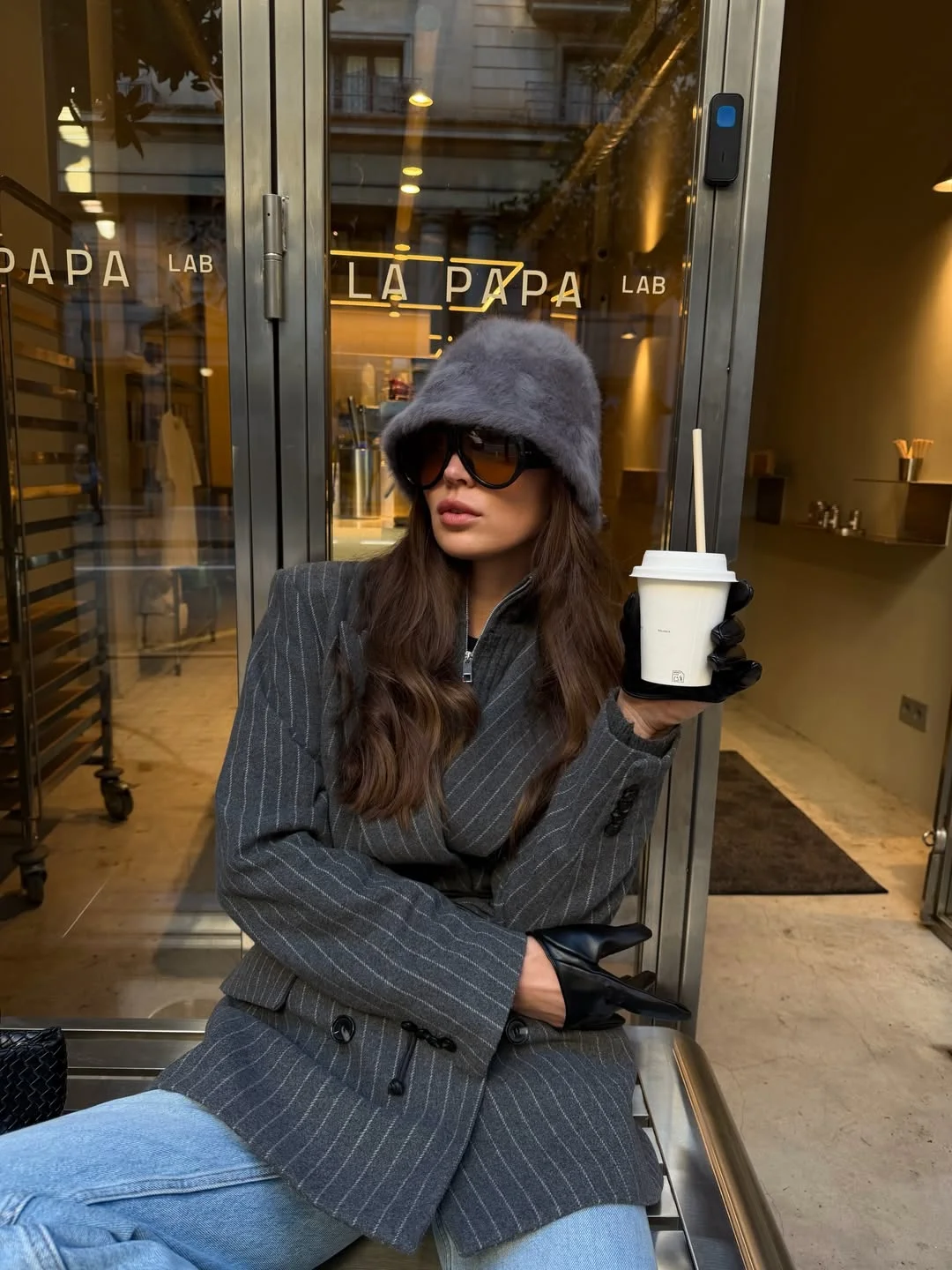 fall going out outfits 2026 Pinstripe Blazer And Denim For Downtown Nights