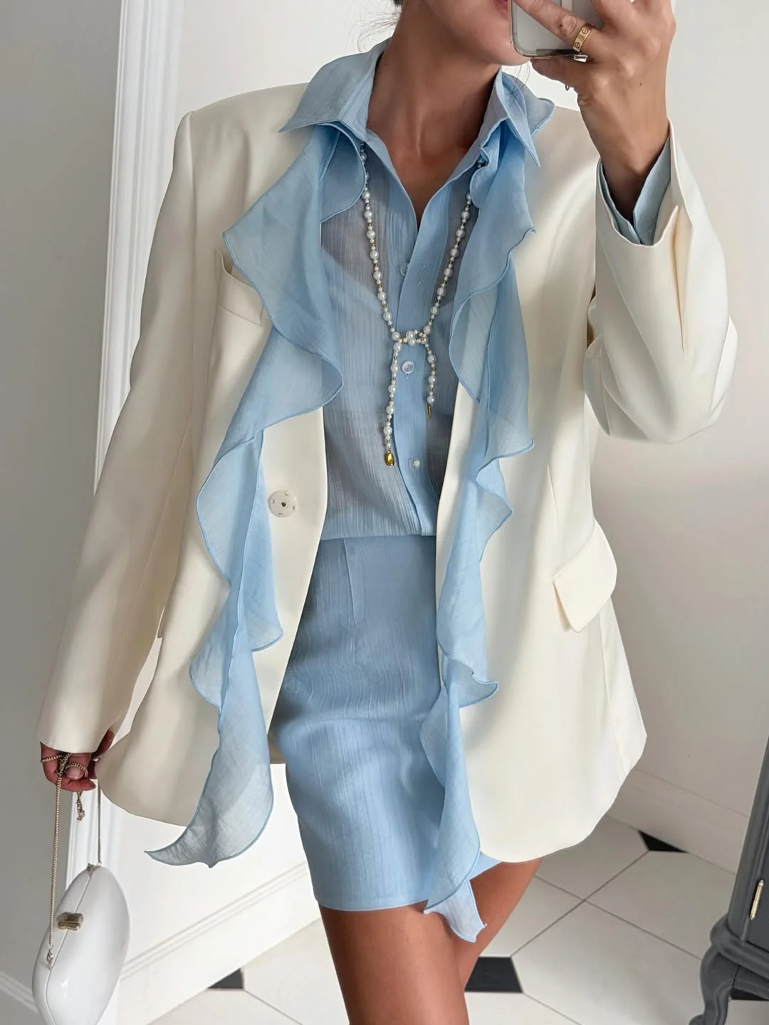 fall going out outfits 2026 Powder Blue Romance With Modern Tailoring
