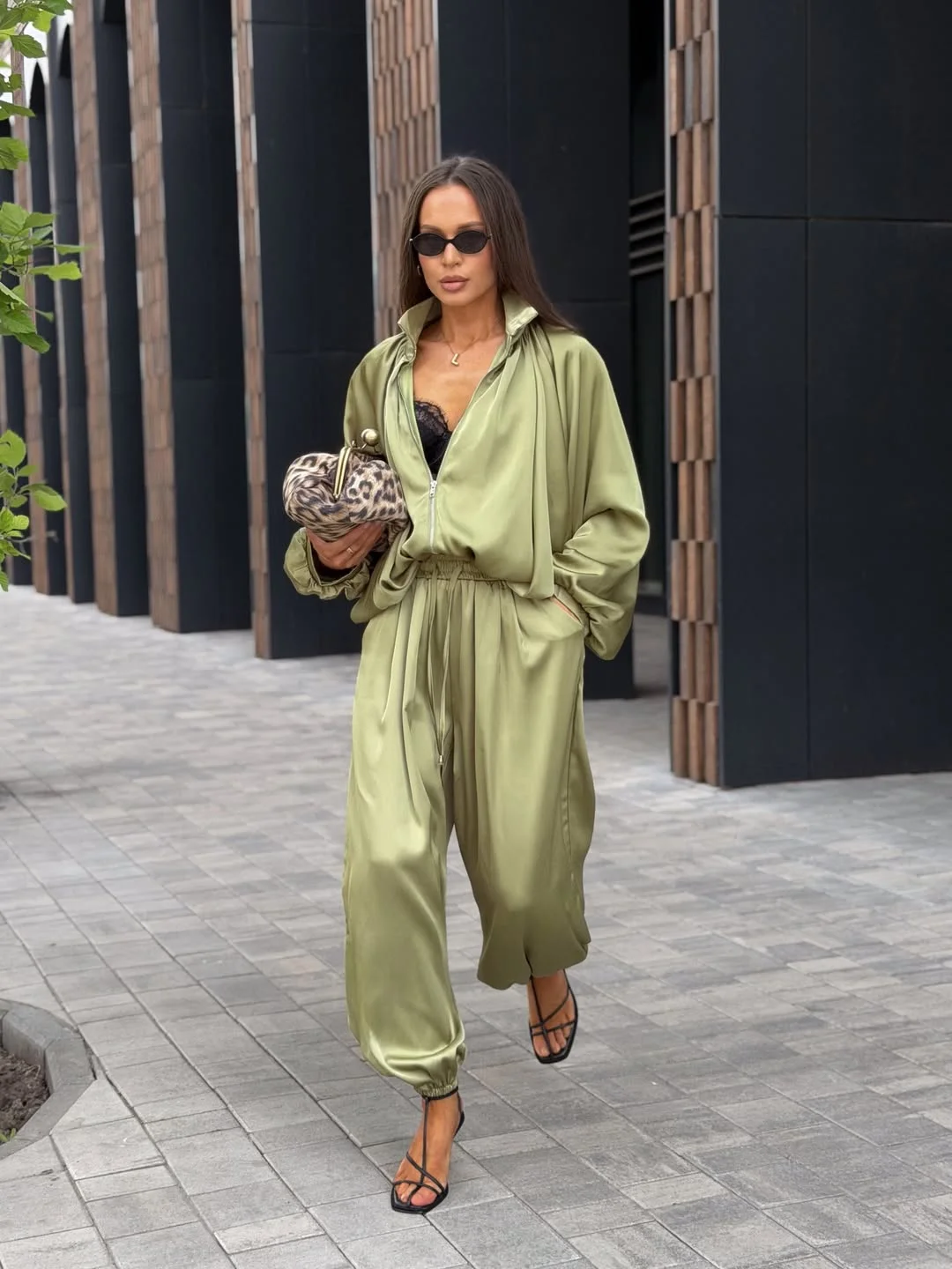 fall office outfits for women 2026 Soft Olive Satin For Elevated Business Casual Days