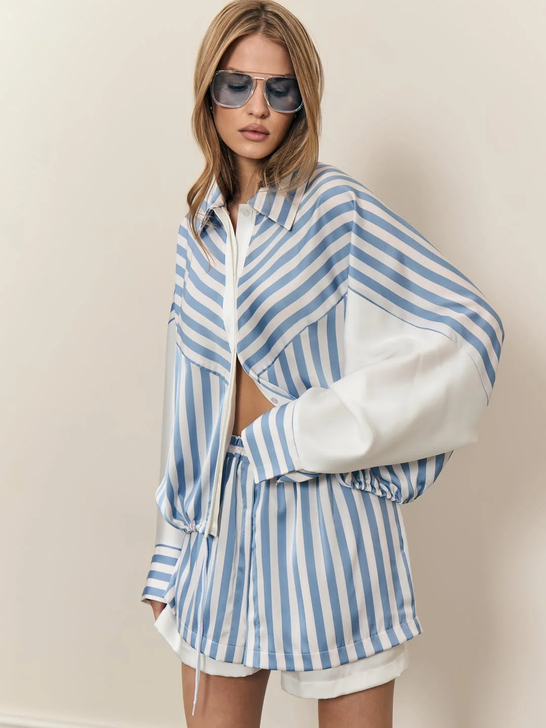 fall office outfits for women 2026 Fresh Blue Stripes That Brighten Early Fall Mornings