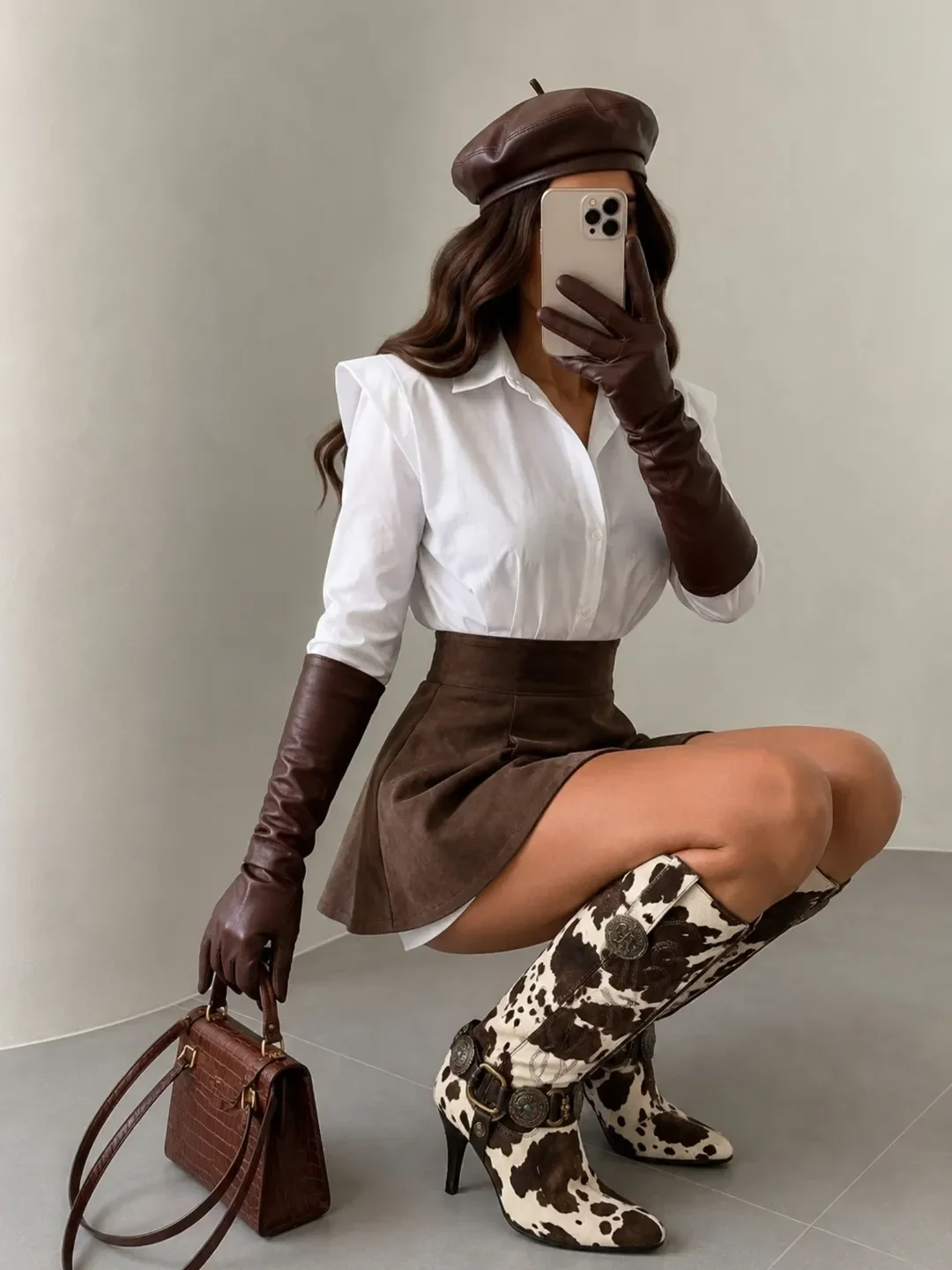 fall office outfits for women 2026 Rich Brown Leather Accents For A Chic Office Statement