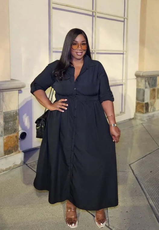 fall outfits for plus size women 2026 Classic Black Shirt Dress for Everyday Confidence