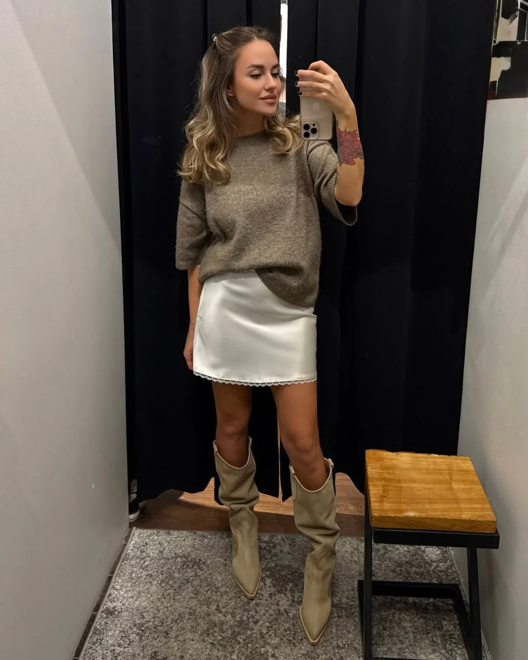 fall outfits ideas 2026 Soft Knitwear And A Satin Mini For Early Fall Days