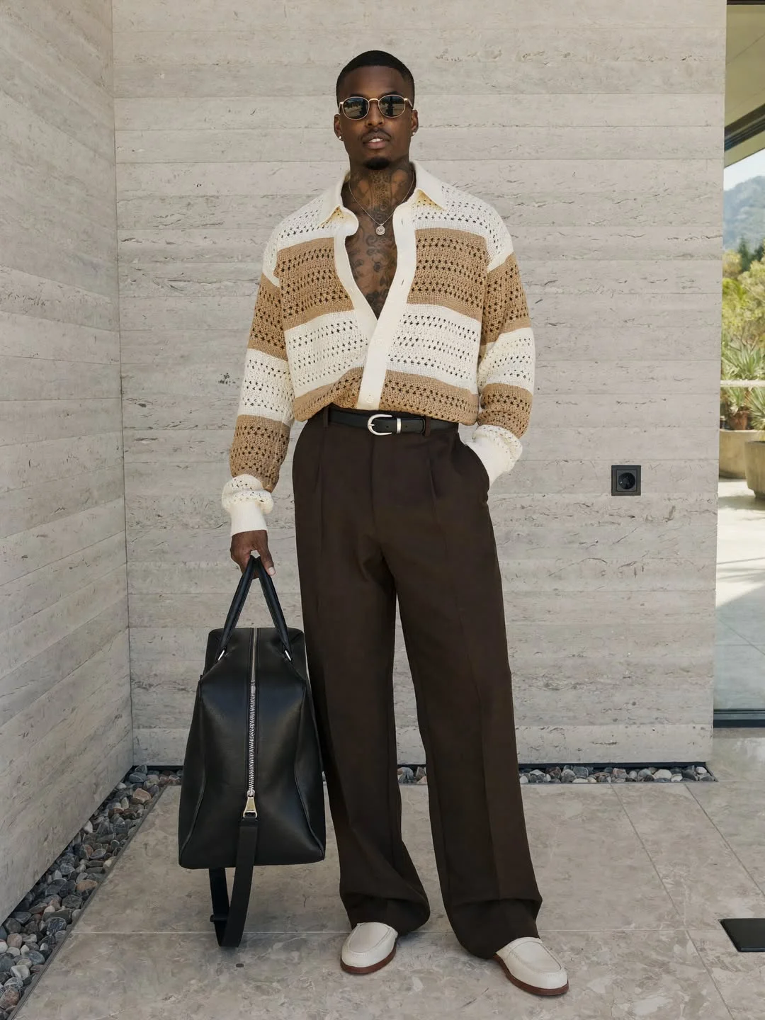 fall outfits ideas for men 2026 Open-Knit Texture With Relaxed Elegance