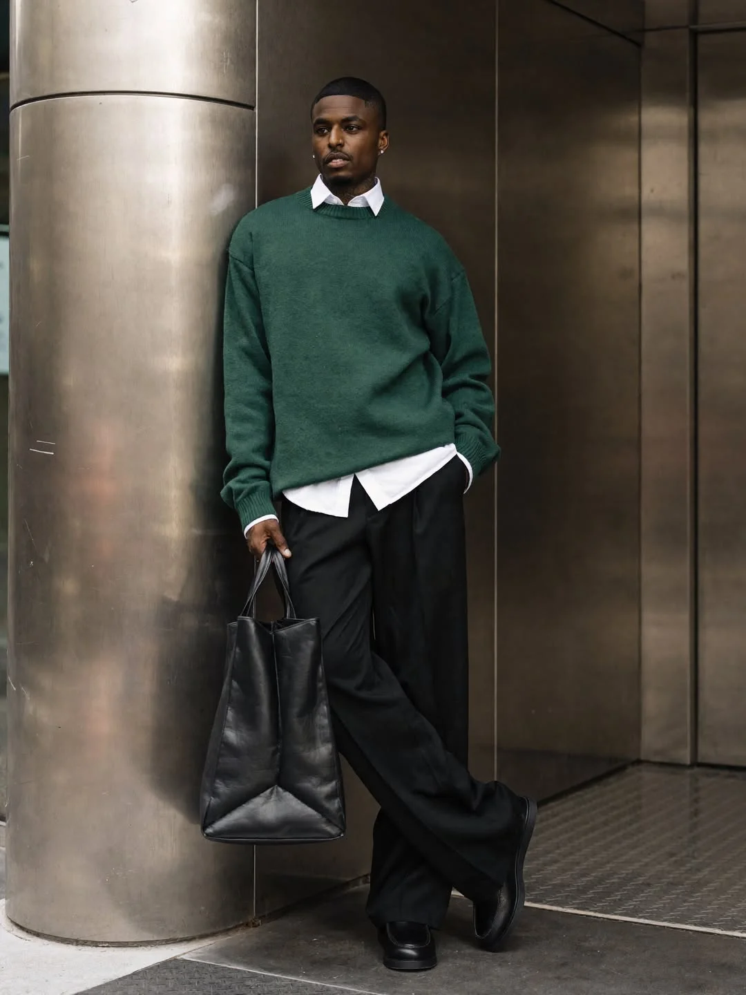 fall outfits ideas for men 2026 Layered Knitwear With Relaxed Trousers