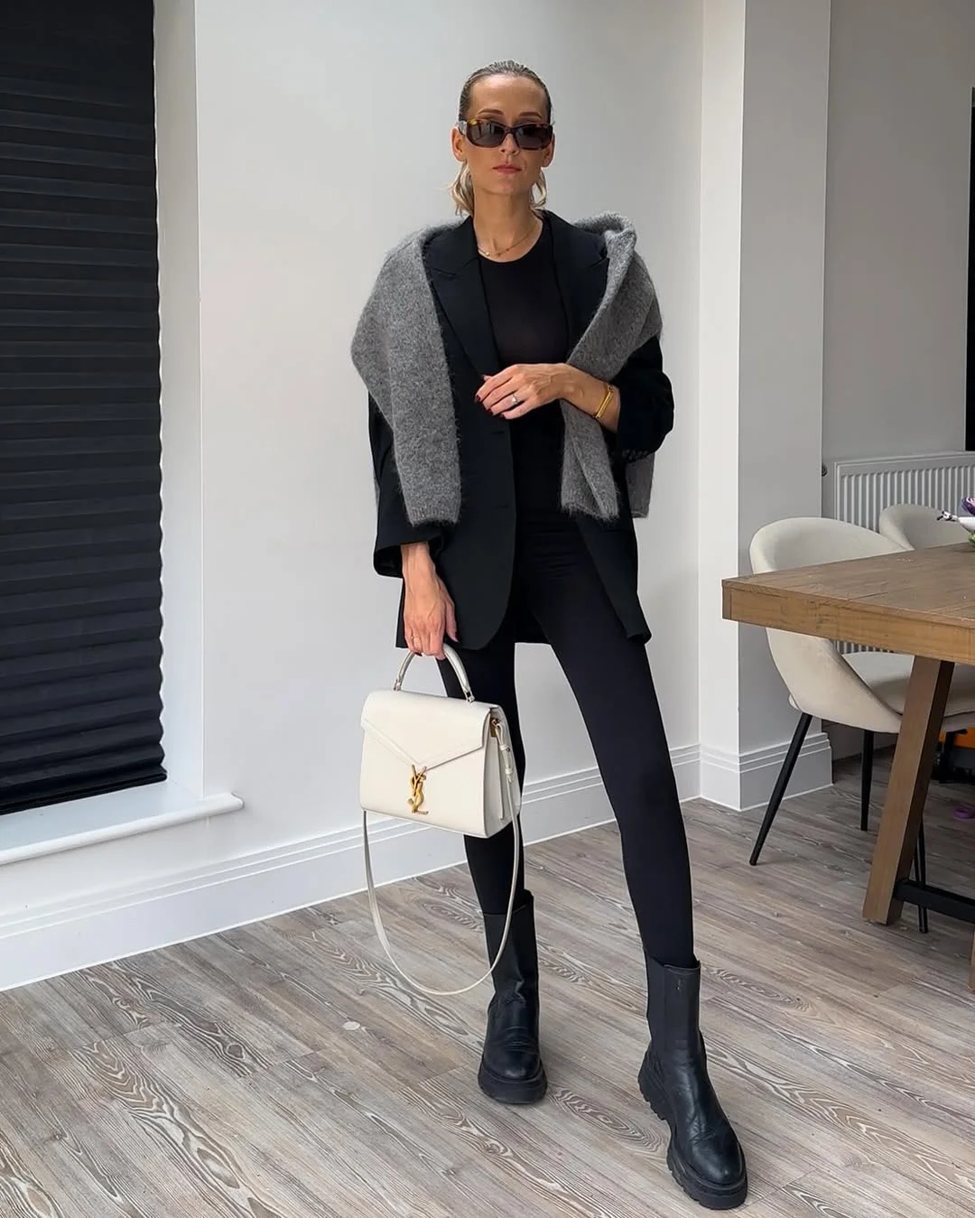 fall outfits with boots and leggings 2026 Elevated Workwear With Leggings and Ankle Boots