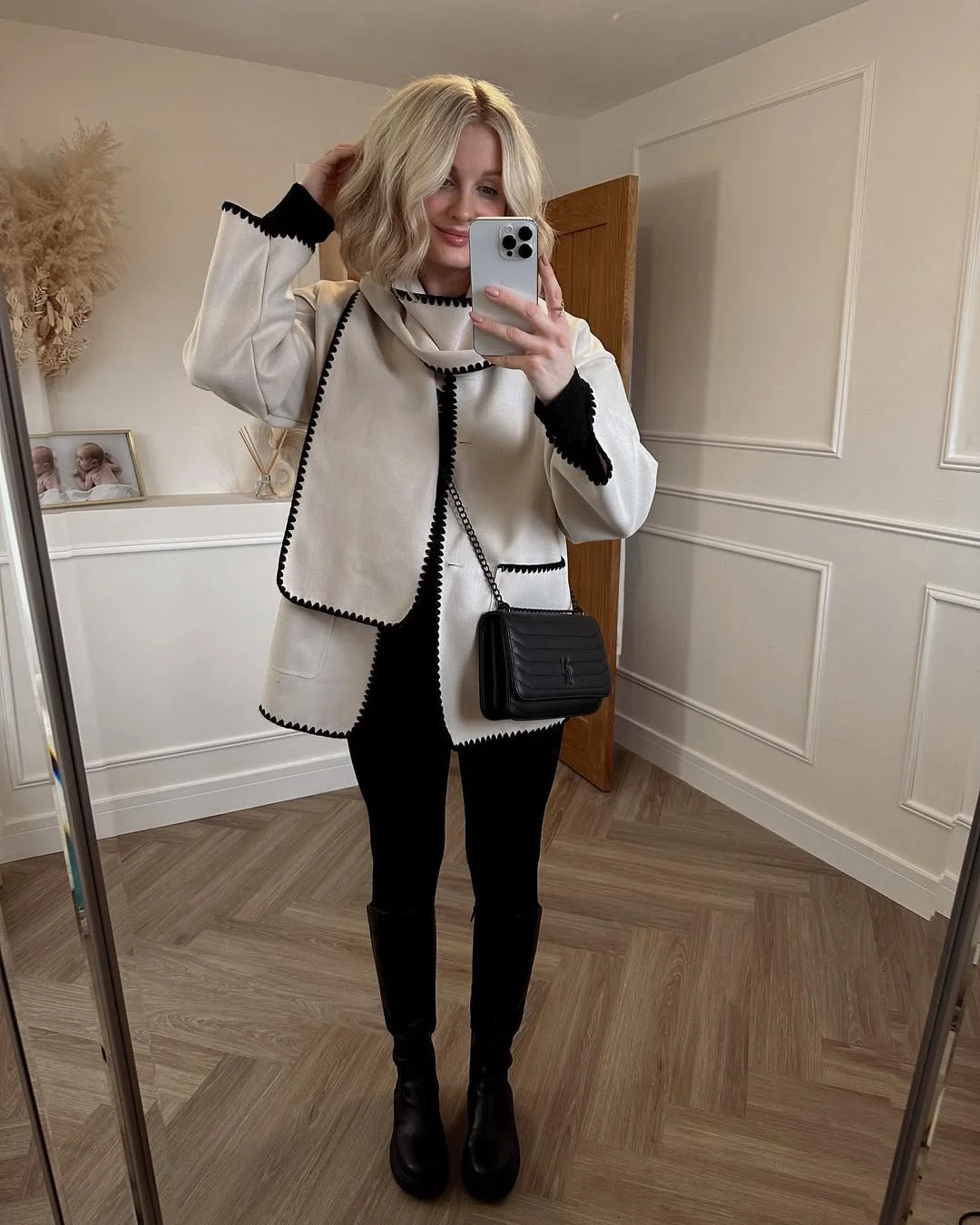 fall outfits with boots and leggings 2026 Elegant Contrast With Tall Boots