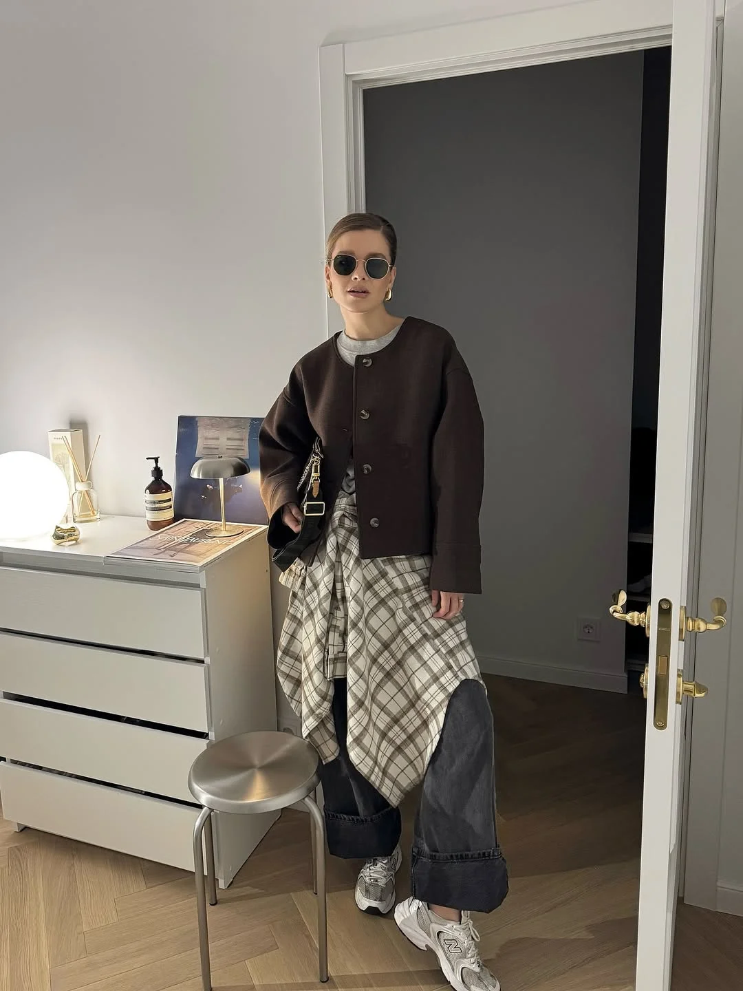 fall outfits with jacket 2026 Dark Brown Jacket and Relaxed Street Style