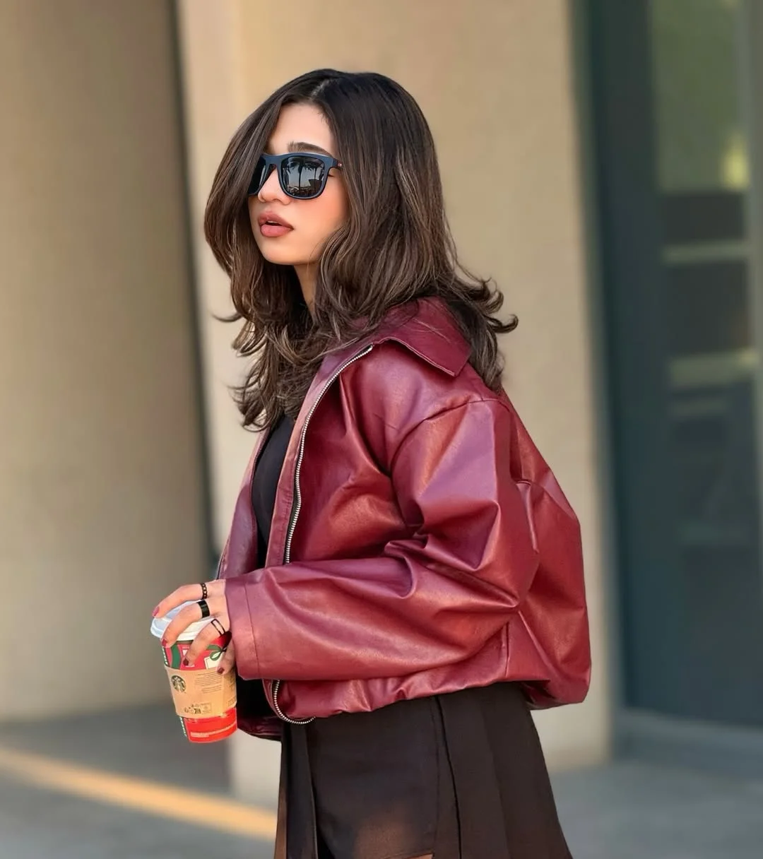 fall outfits with jacket 2026 Burgundy Leather for a Modern Fall Mood