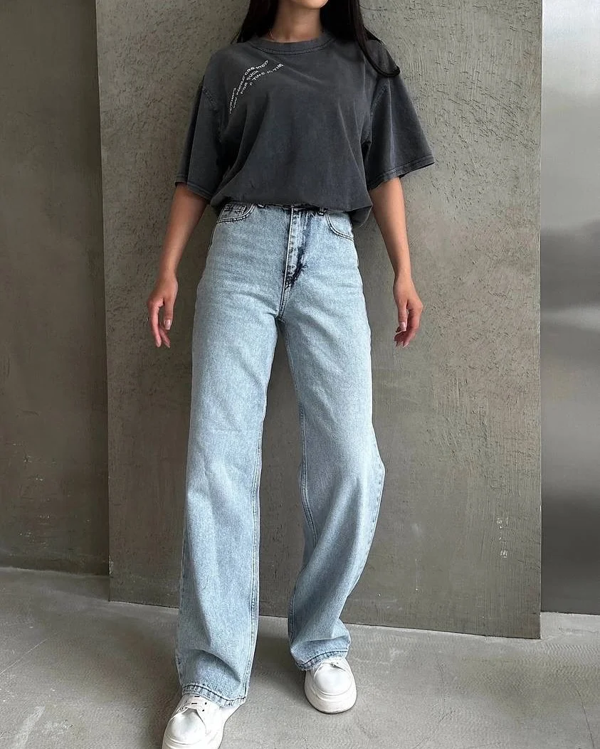 fall outfits with jeans and sneakers 2026 Relaxed Wide Leg Denim for Everyday Fall Days
