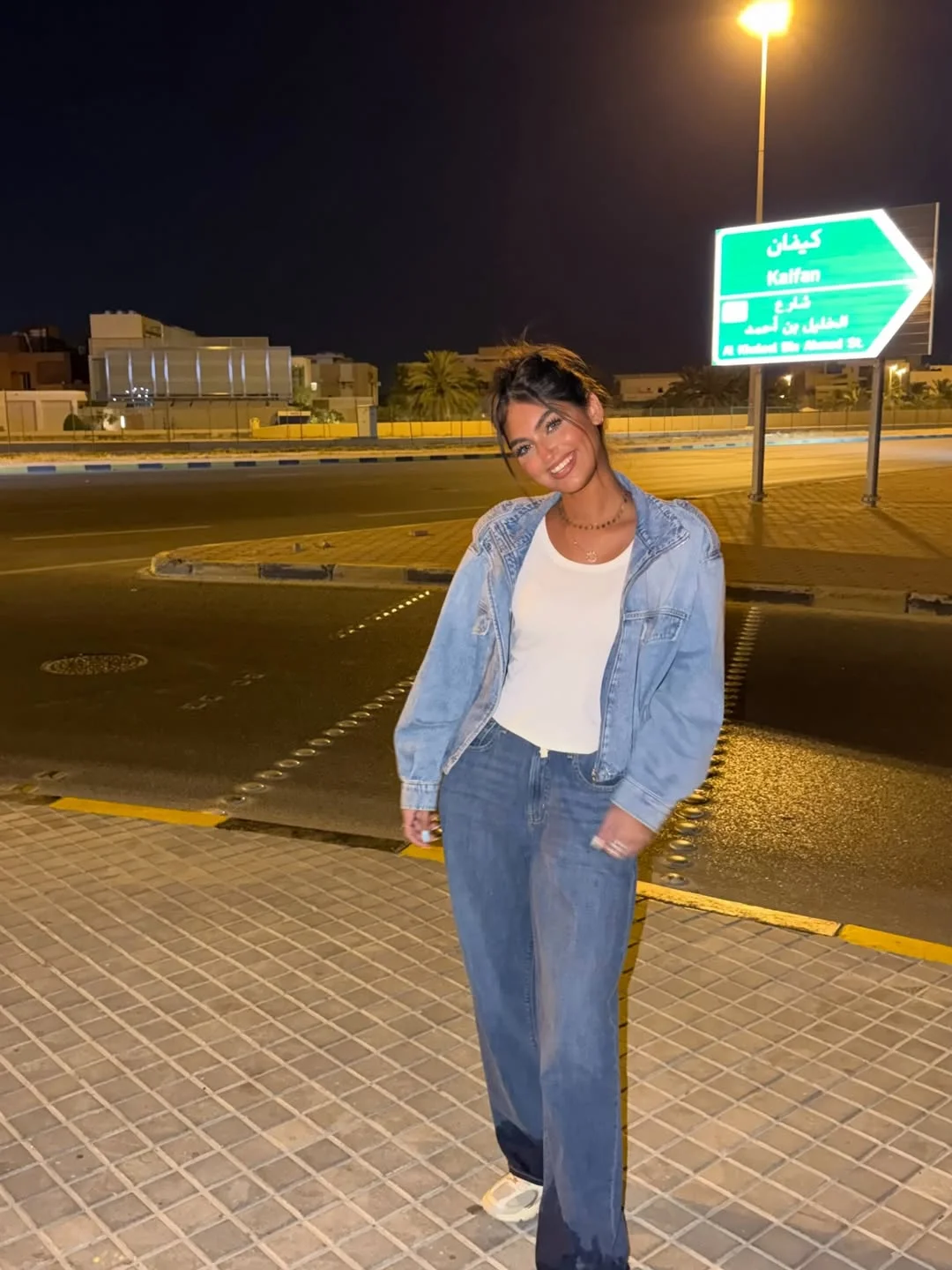 fall outfits with jeans and sneakers 2026 Double Denim for an Easy Night Out