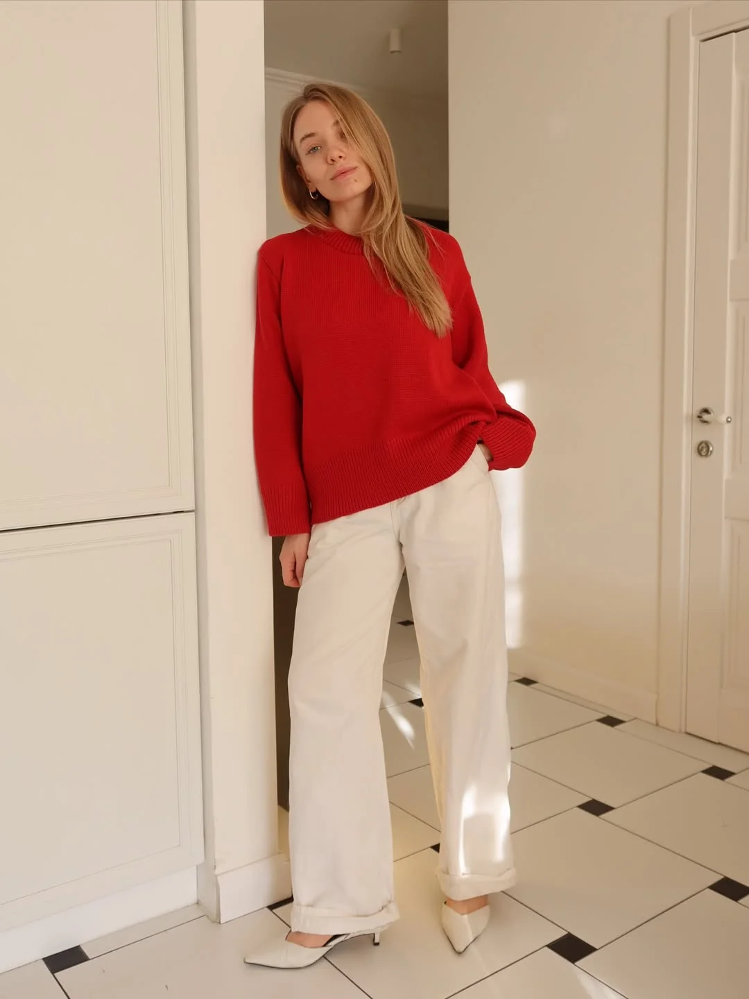 fall outfits with sweater 2026 Bold Red Sweater With Timeless Appeal