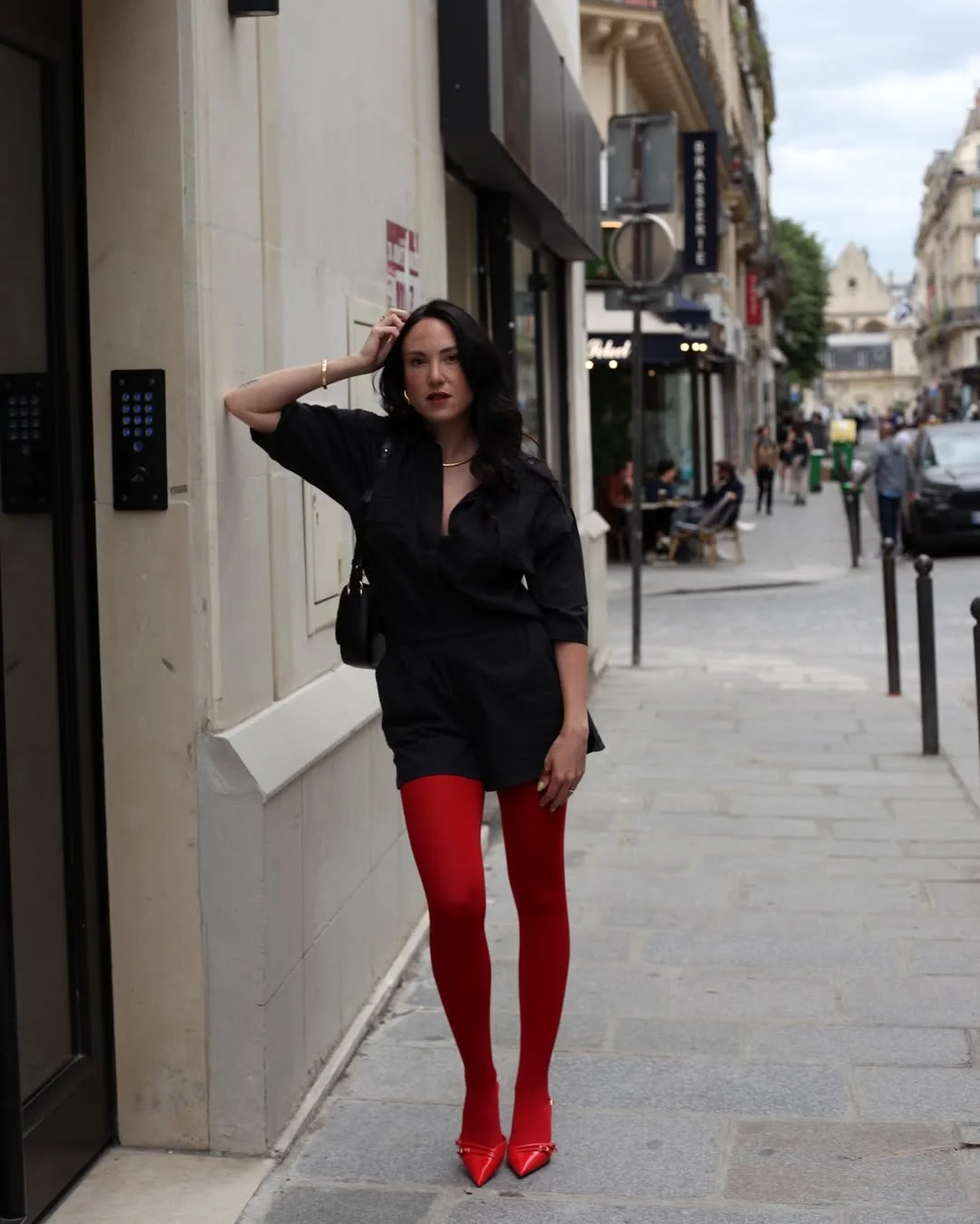 fall outfits with tights 2026 Red Tights That Turn a Simple Outfit into a Fashion Moment