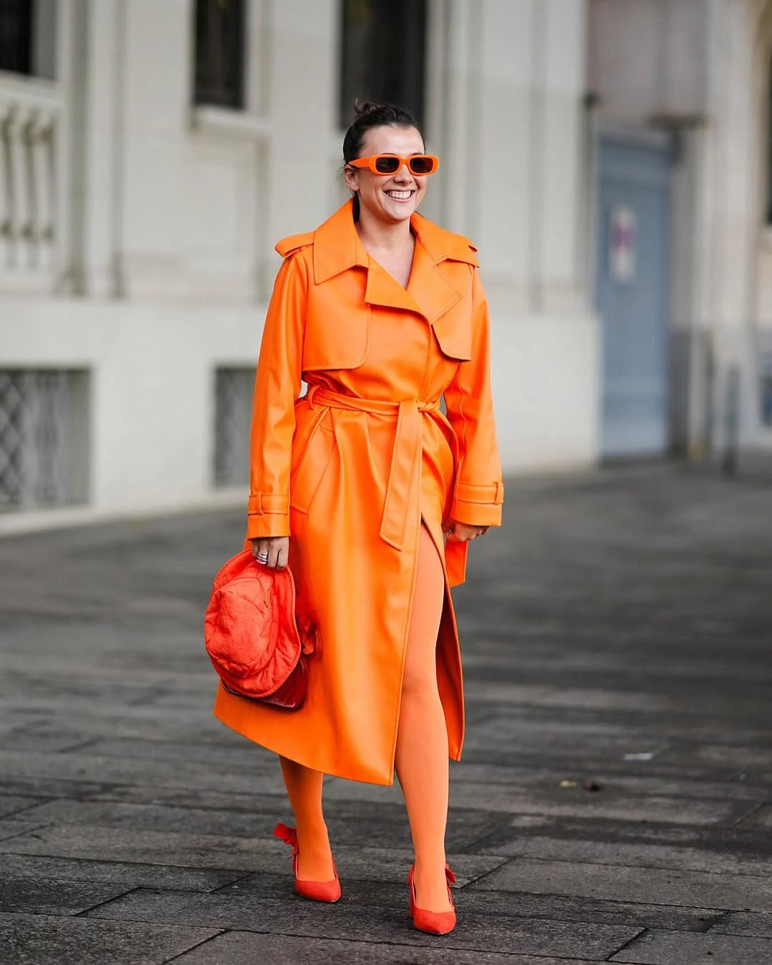 fall outfits with tights 2026 Monochromatic Orange Tights For Maximum Confidence