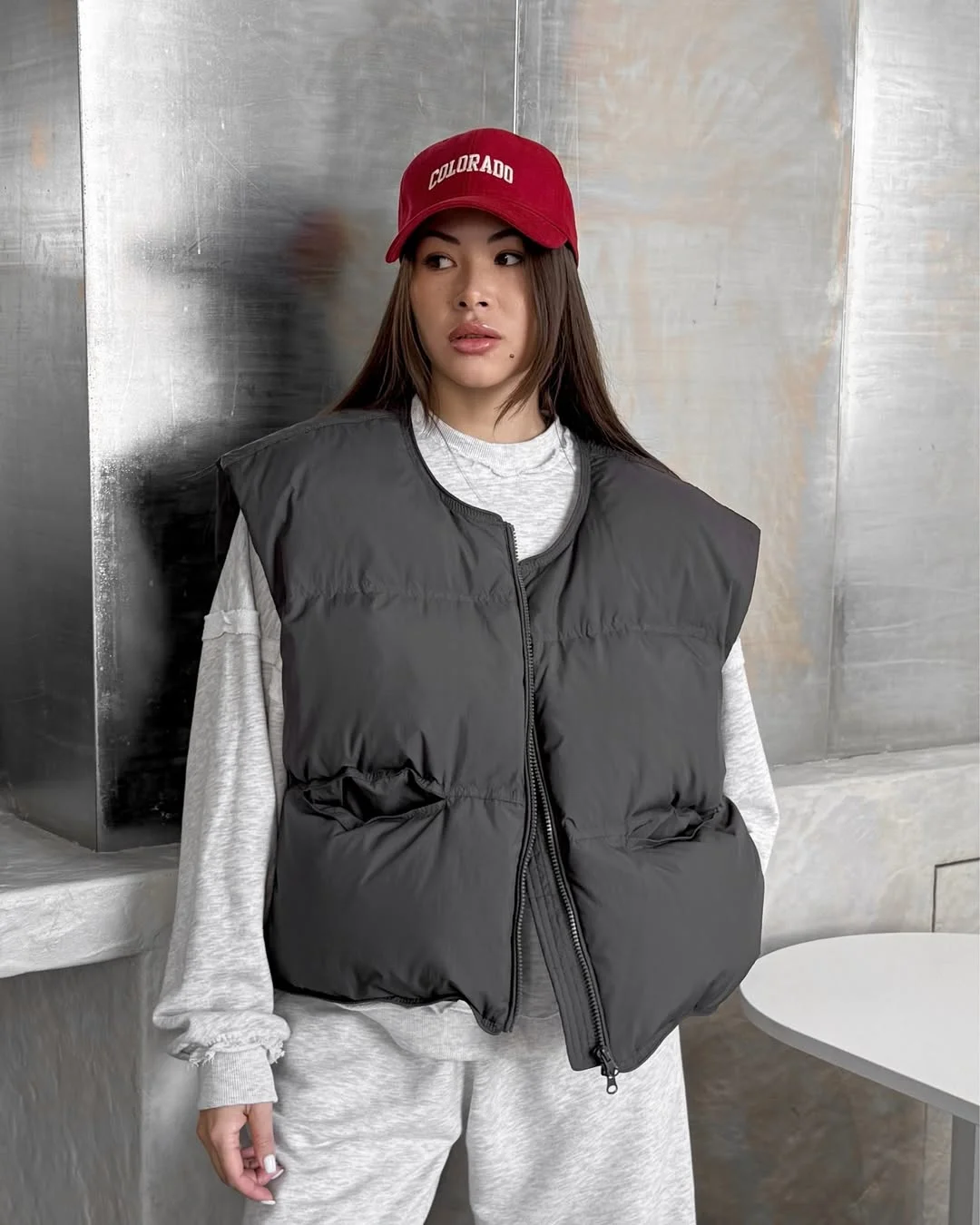 fall outfits with vests 2026 Cropped Puffer Vest and Athleisure Style