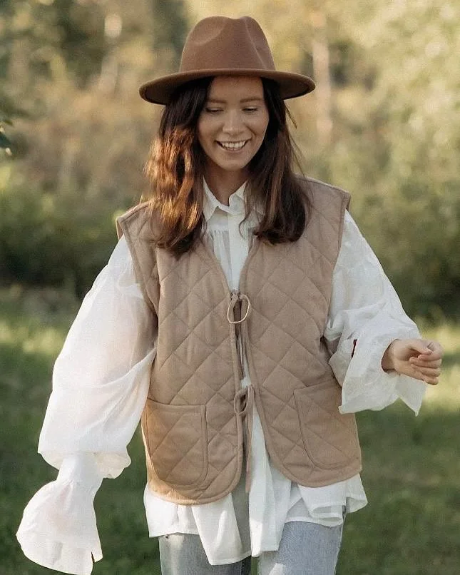 fall outfits with vests 2026 Quilted Vest with Romantic Countryside Charm
