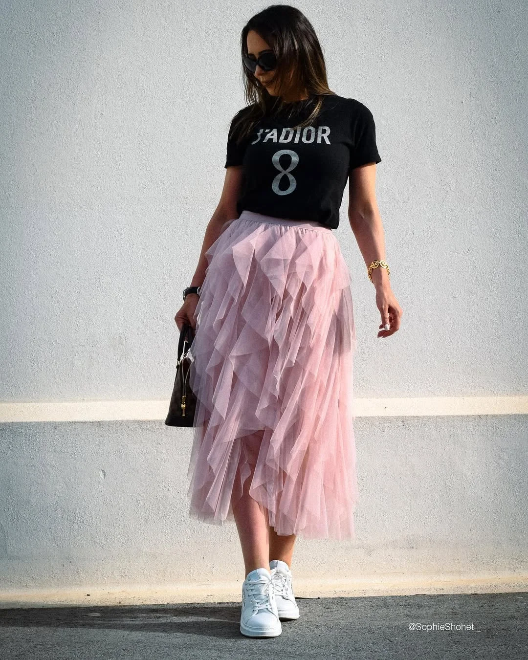 fall skirt and sneakers outfits 2026 Romantic Tulle Midi Skirt with Street Style Attitude