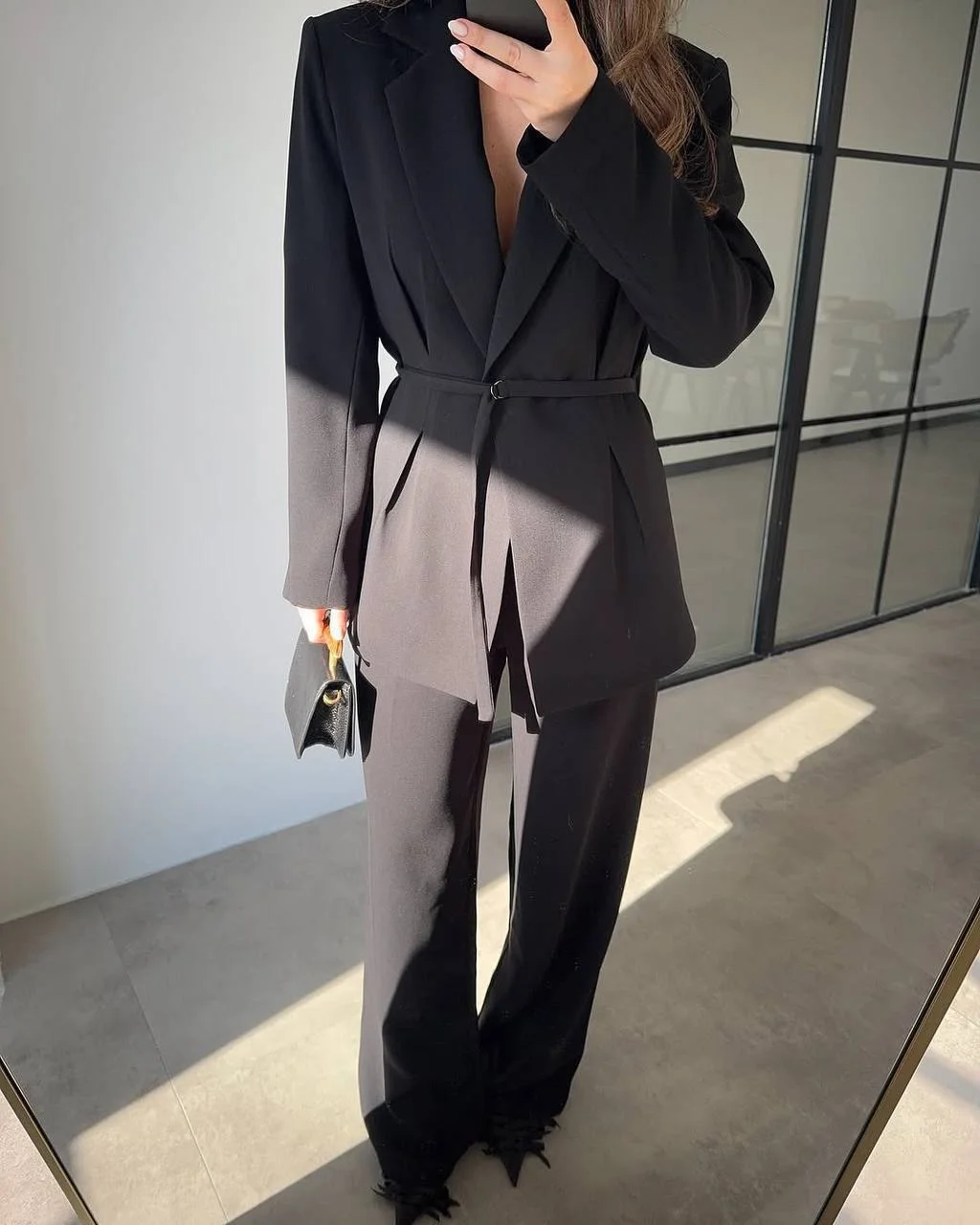 fall smart casual office outfits women 2026 Tailored Black Separates That Mean Business