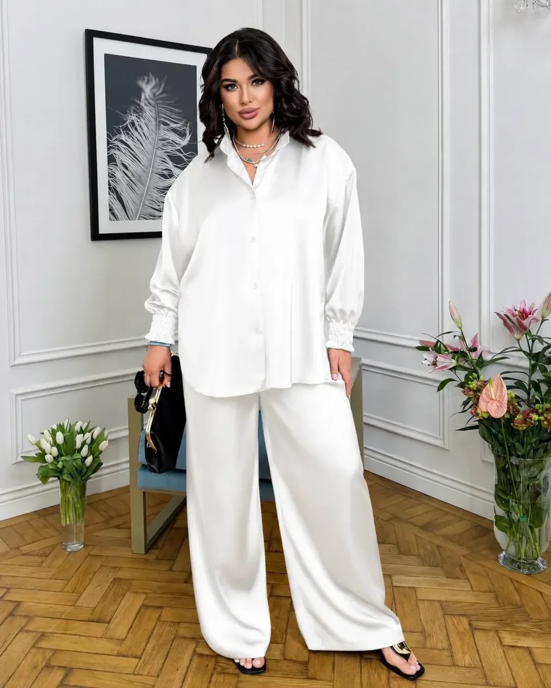 fall smart casual office outfits women 2026 Soft Ivory Monochrome for Modern Office Days