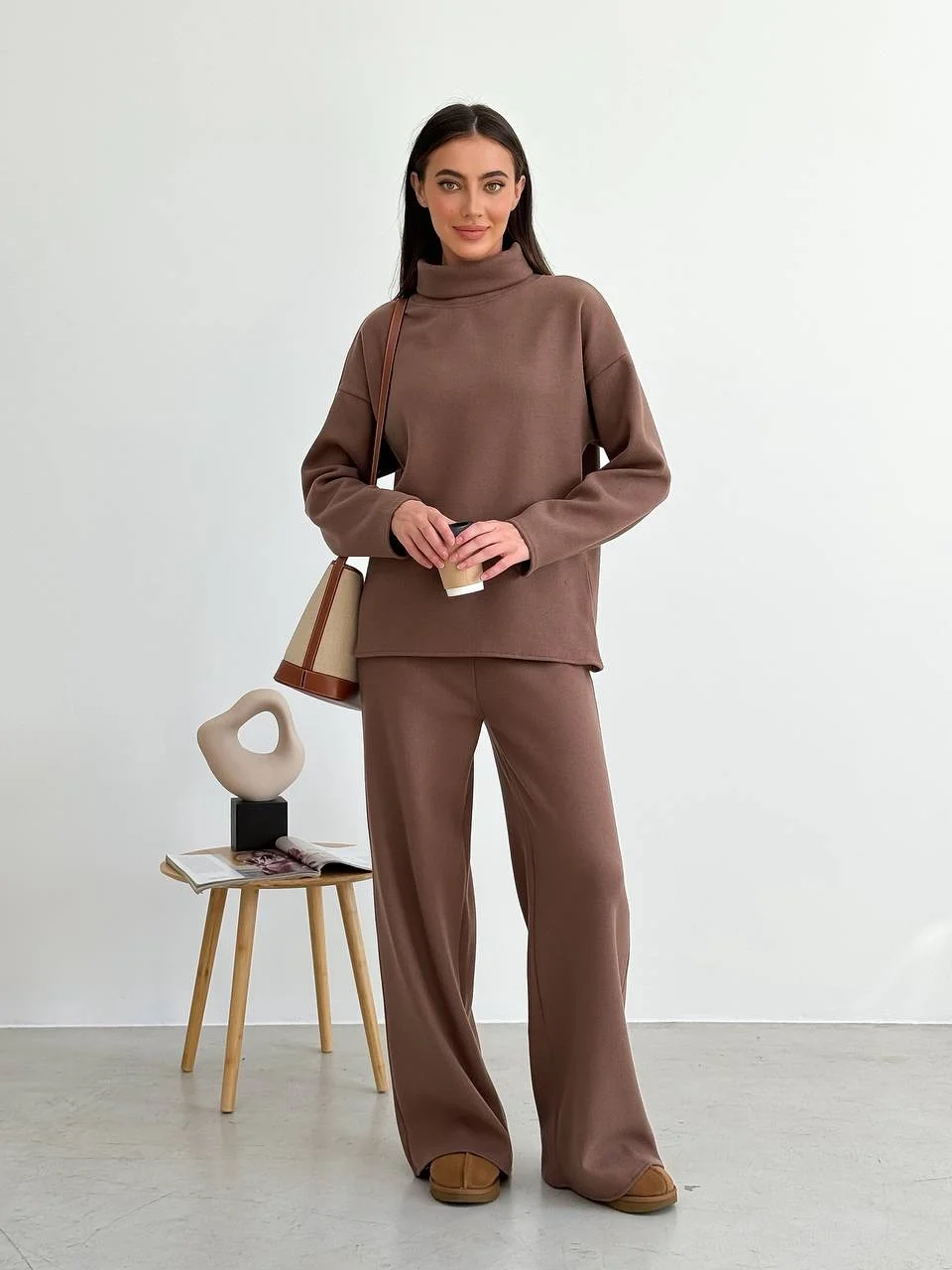 fall smart casual office outfits women 2026 Warm Mocha Knit Sets for Early Fall Comfort
