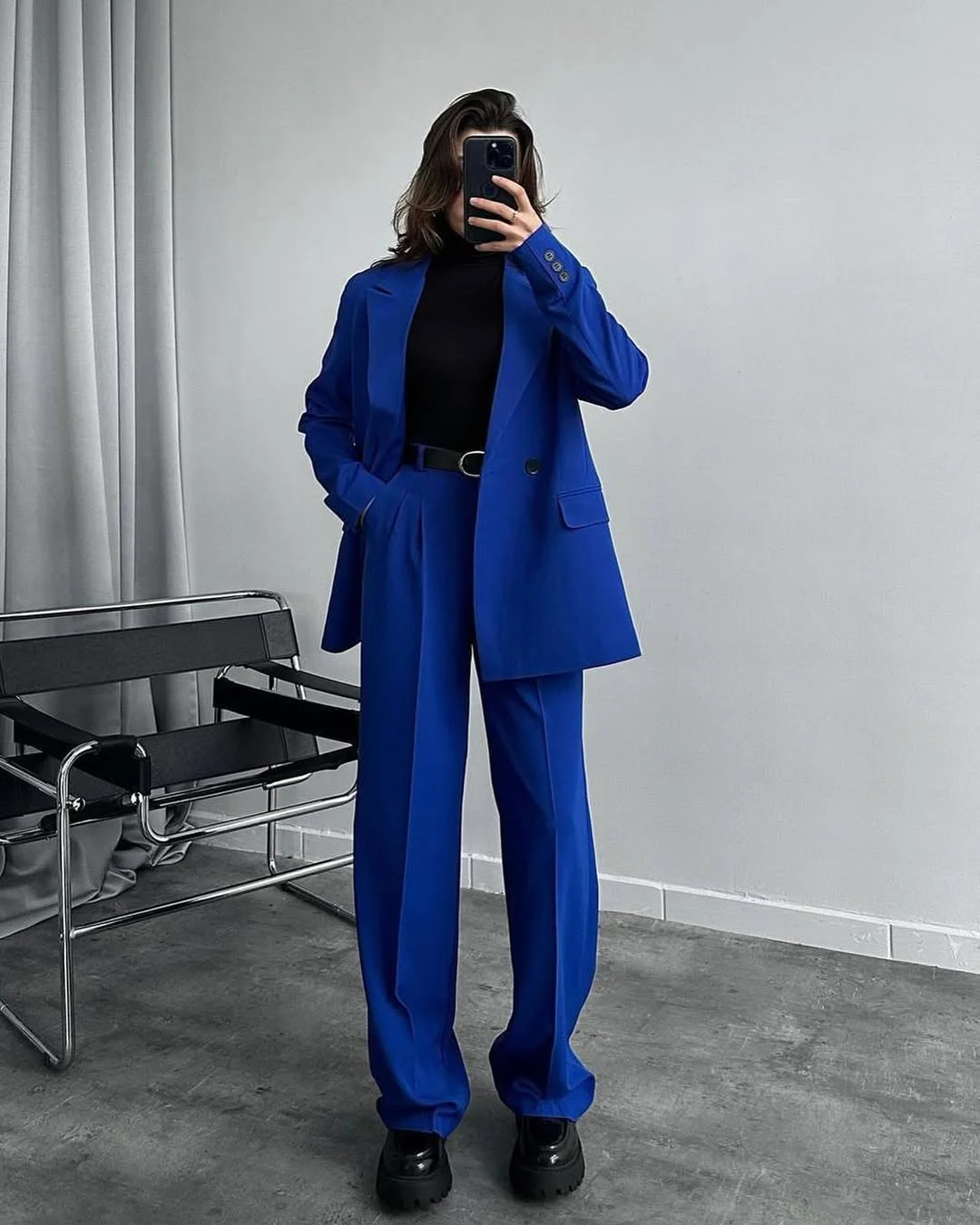 fall smart casual office outfits women 2026 Bold Cobalt Blue for Confident Office Style
