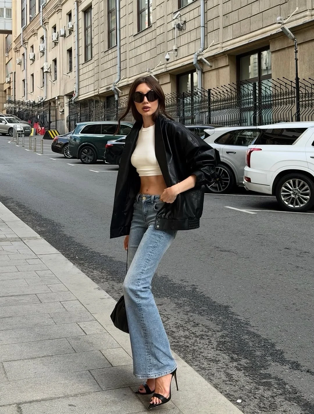 fall travel outfits 2026 Leather Jacket And Denim For Urban European Travel