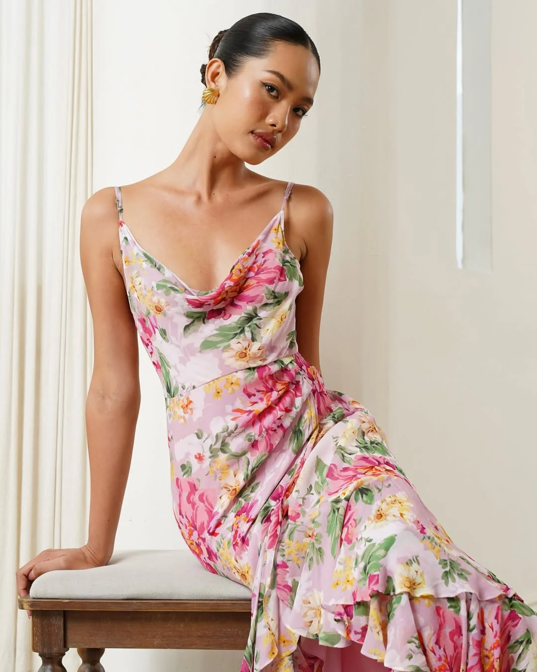 fall wedding guest dress 2026 Soft Floral Satin for Romantic Autumn Weddings