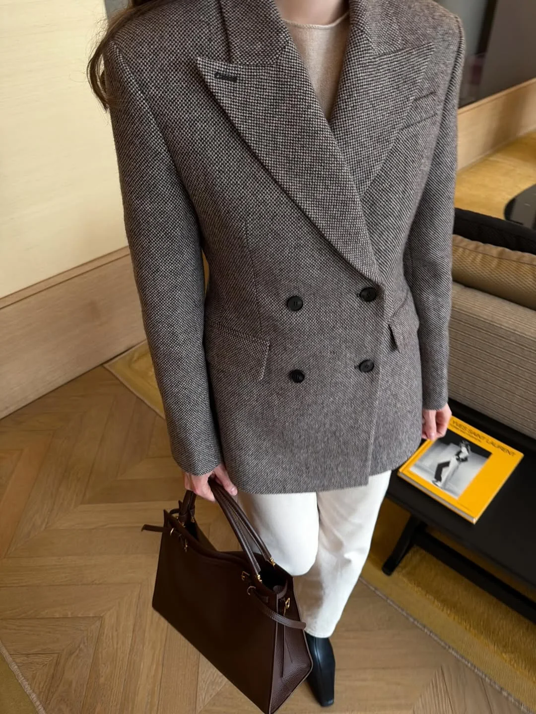 fall work outfits 2026 Double Breasted Texture for Cozy Office Days