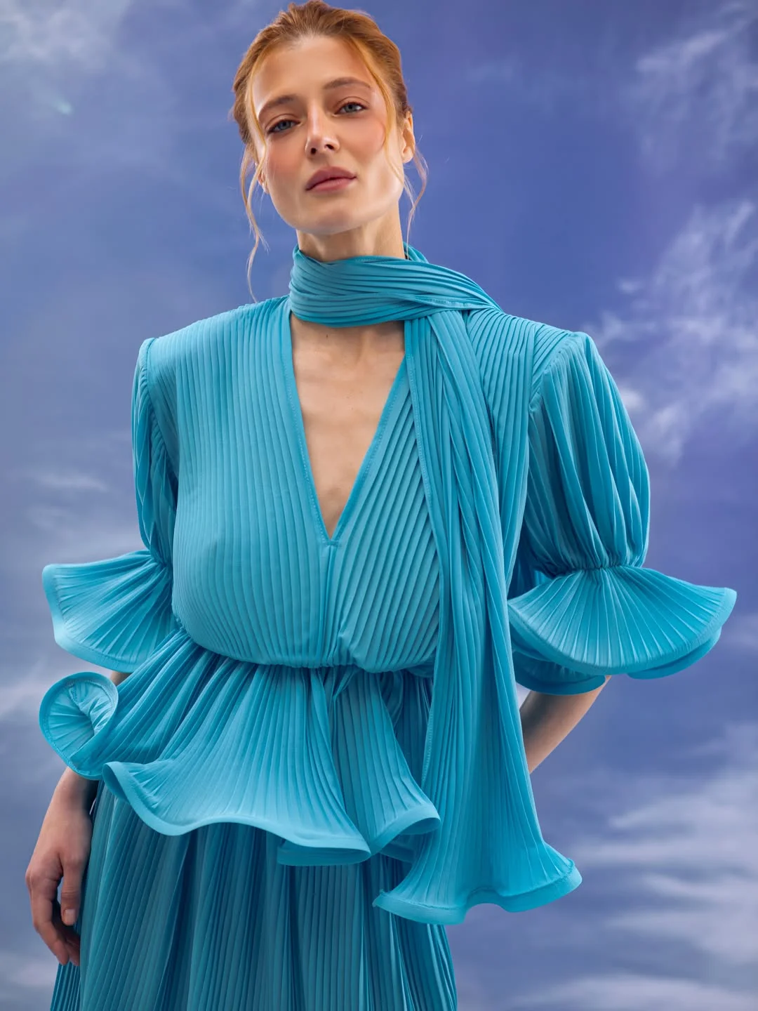 july fashion trends 2026 Sky Blue Statement Volume