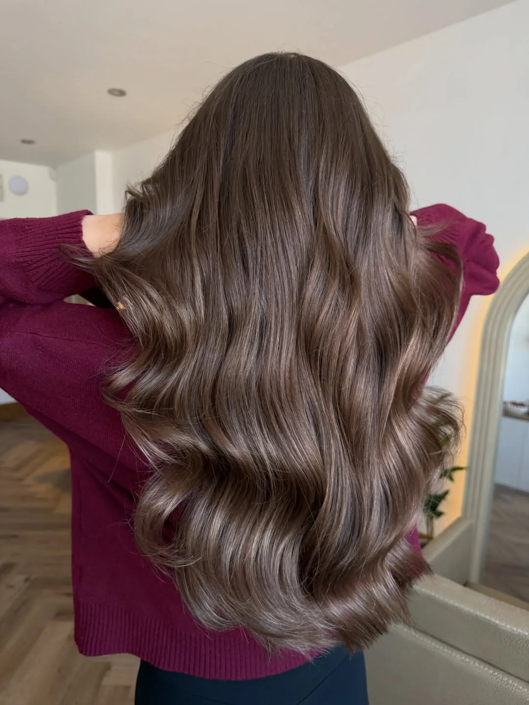 july hair colour ideas 2026 Glossy Cocoa Silk Waves
