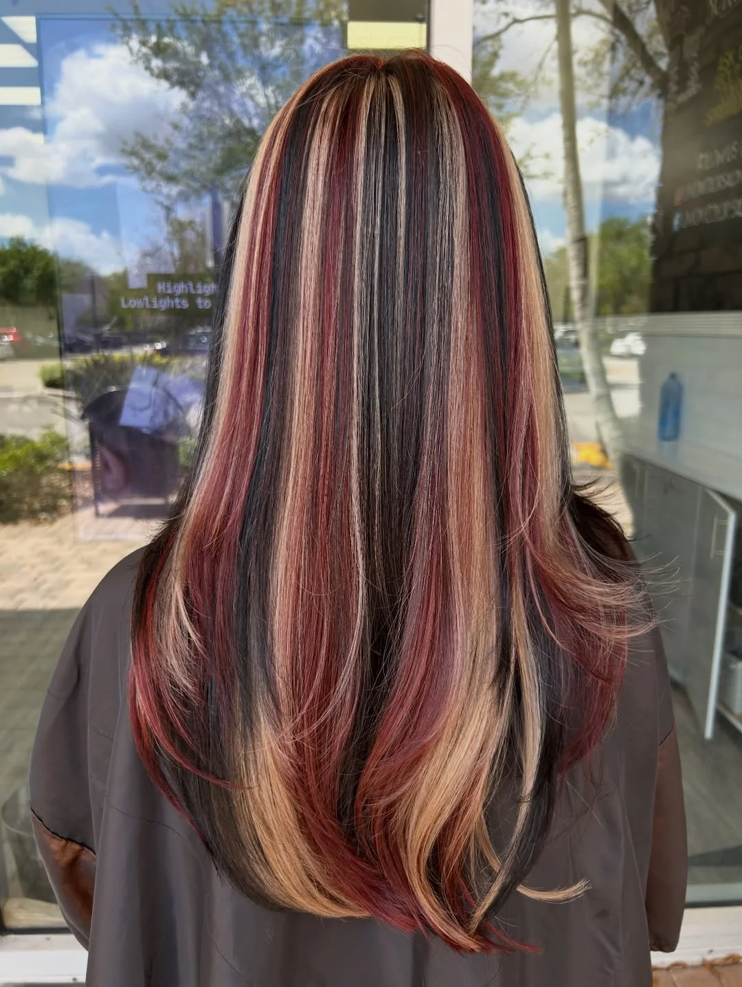 july hair colour ideas 2026 Cherry Cola Statement Panels