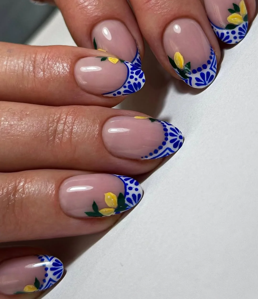 july nails design ideas 2026 Mediterranean Lemon French Tips