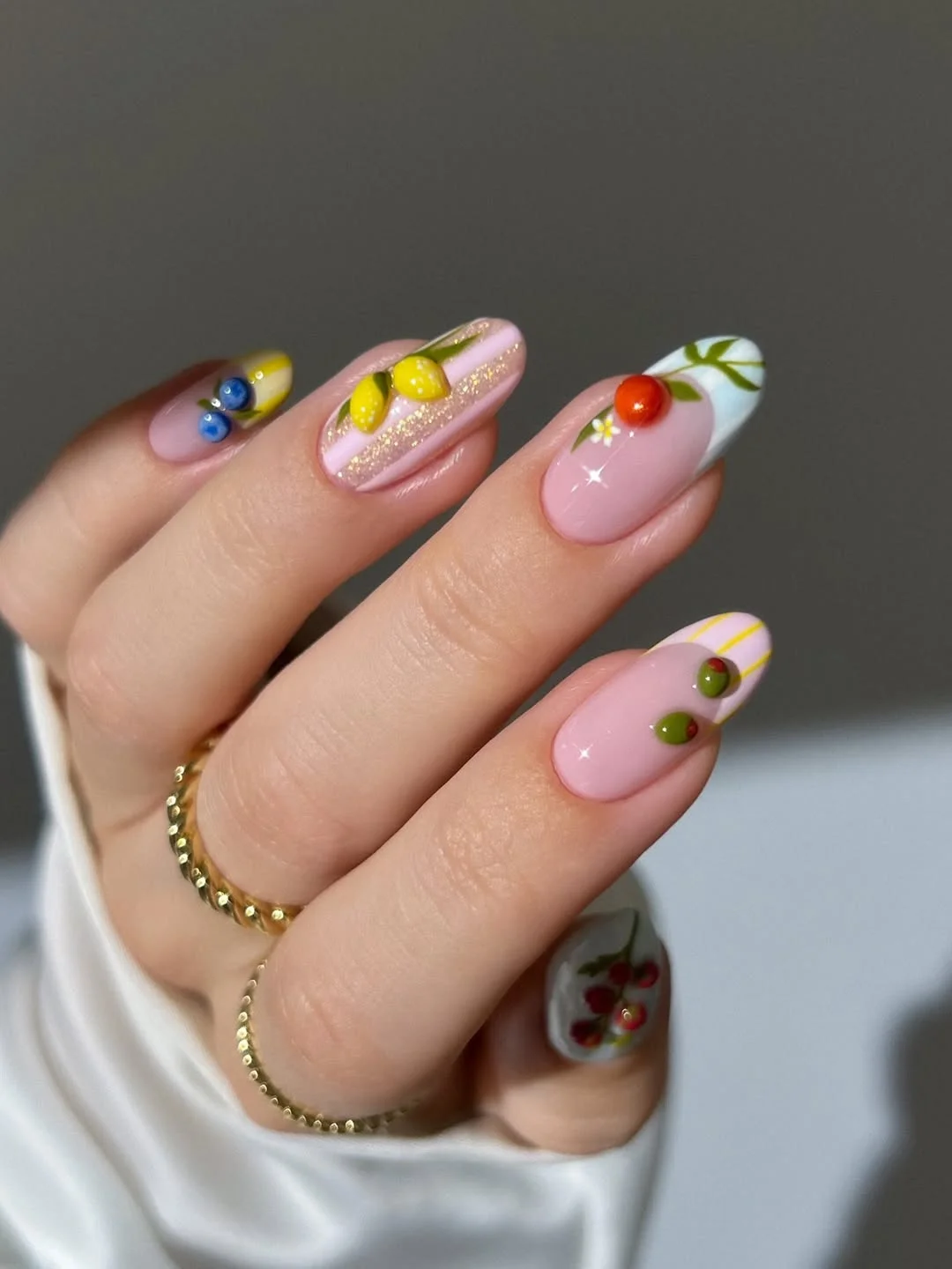 july nails design ideas 2026 Playful Fruit Market Nails