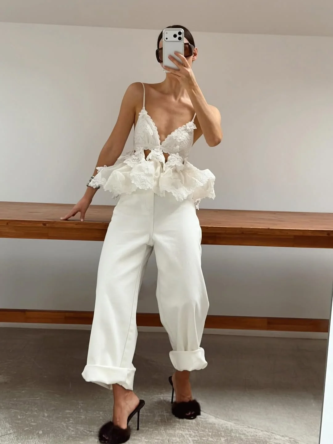 july outfits ideas 2026 Feminine Lace Meets Relaxed Denim