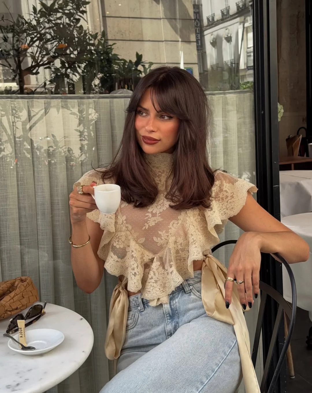 july outfits ideas 2026 Romantic Lace and Light Wash Denim