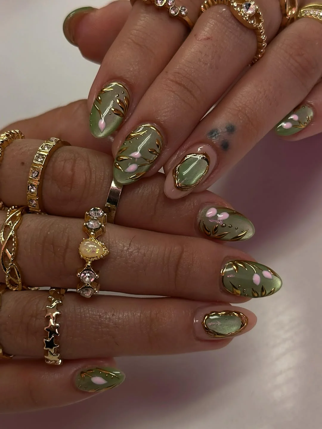 june manicure ideas 2026 Sage Green Botanical Nails