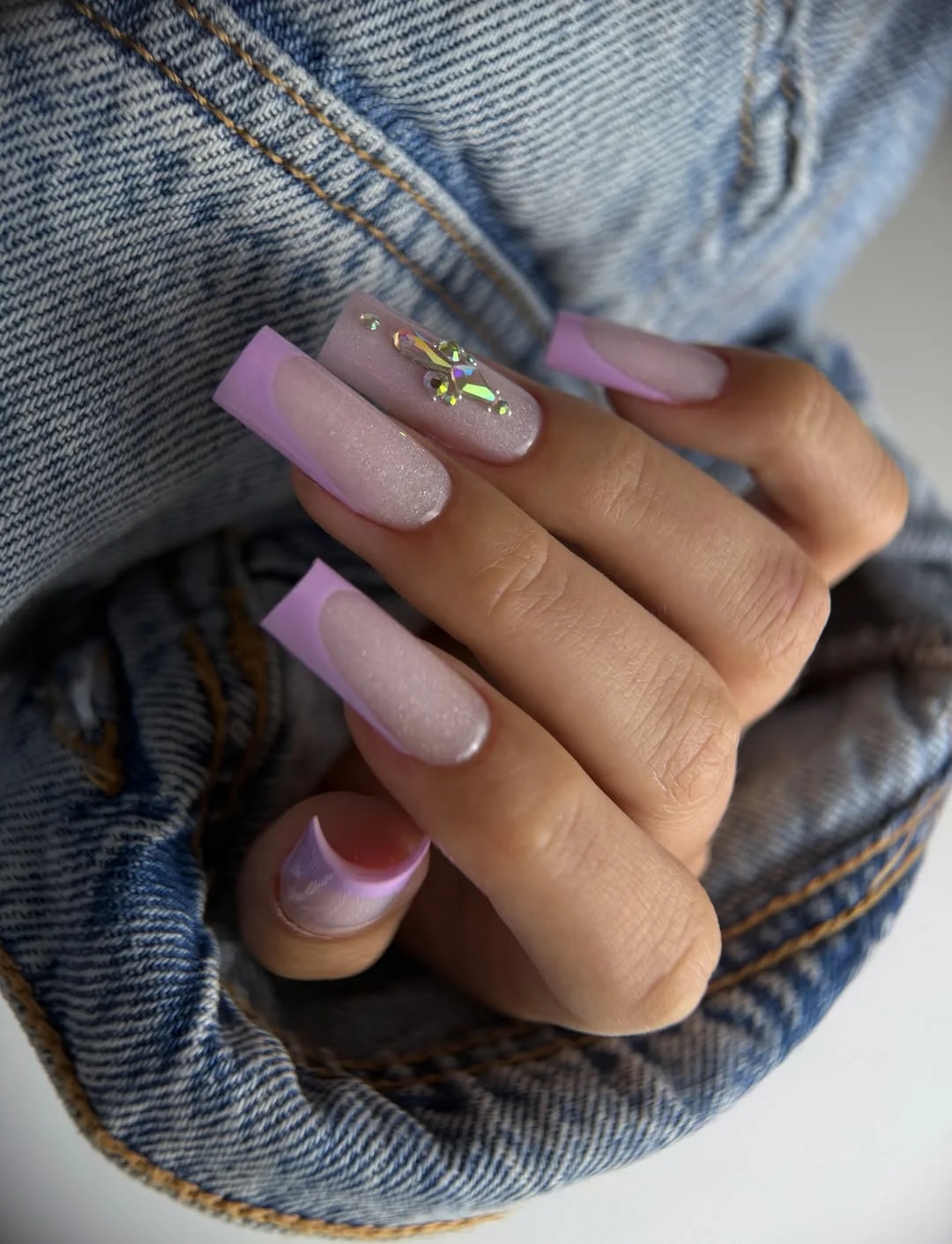 june manicure ideas 2026 Lavender Sugar Sparkle Nails