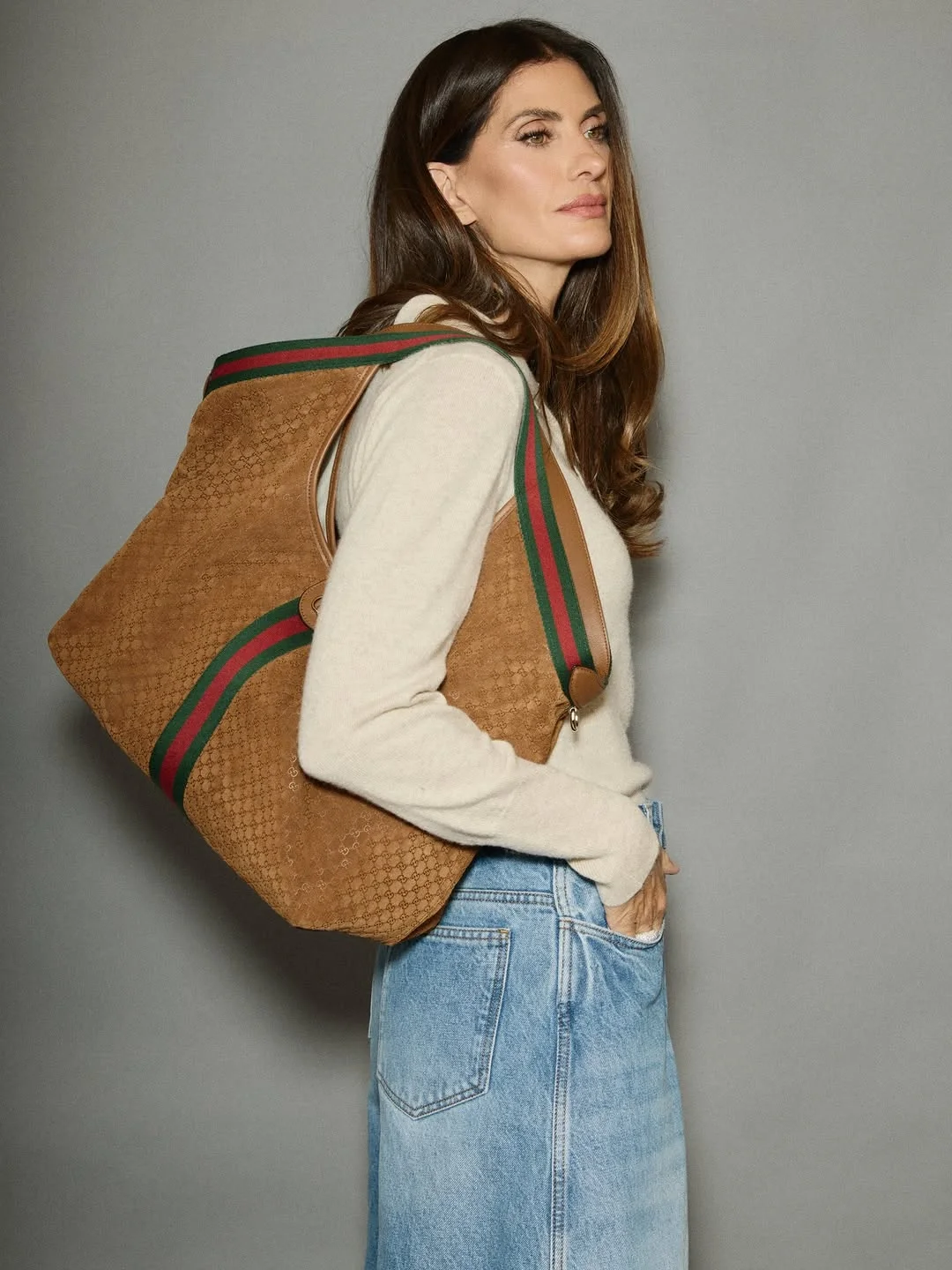 modest fall outfits 2026 Soft Neutral Knit And Denim For Everyday Sophistication