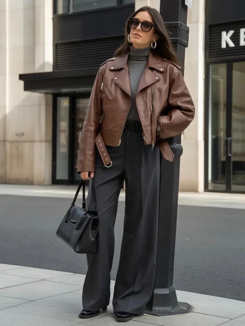 nice fall outfits 2026 Chocolate Leather And Tailored Minimalism