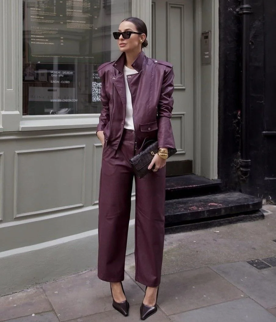 nice fall outfits 2026 Burgundy Leather Power Dressing
